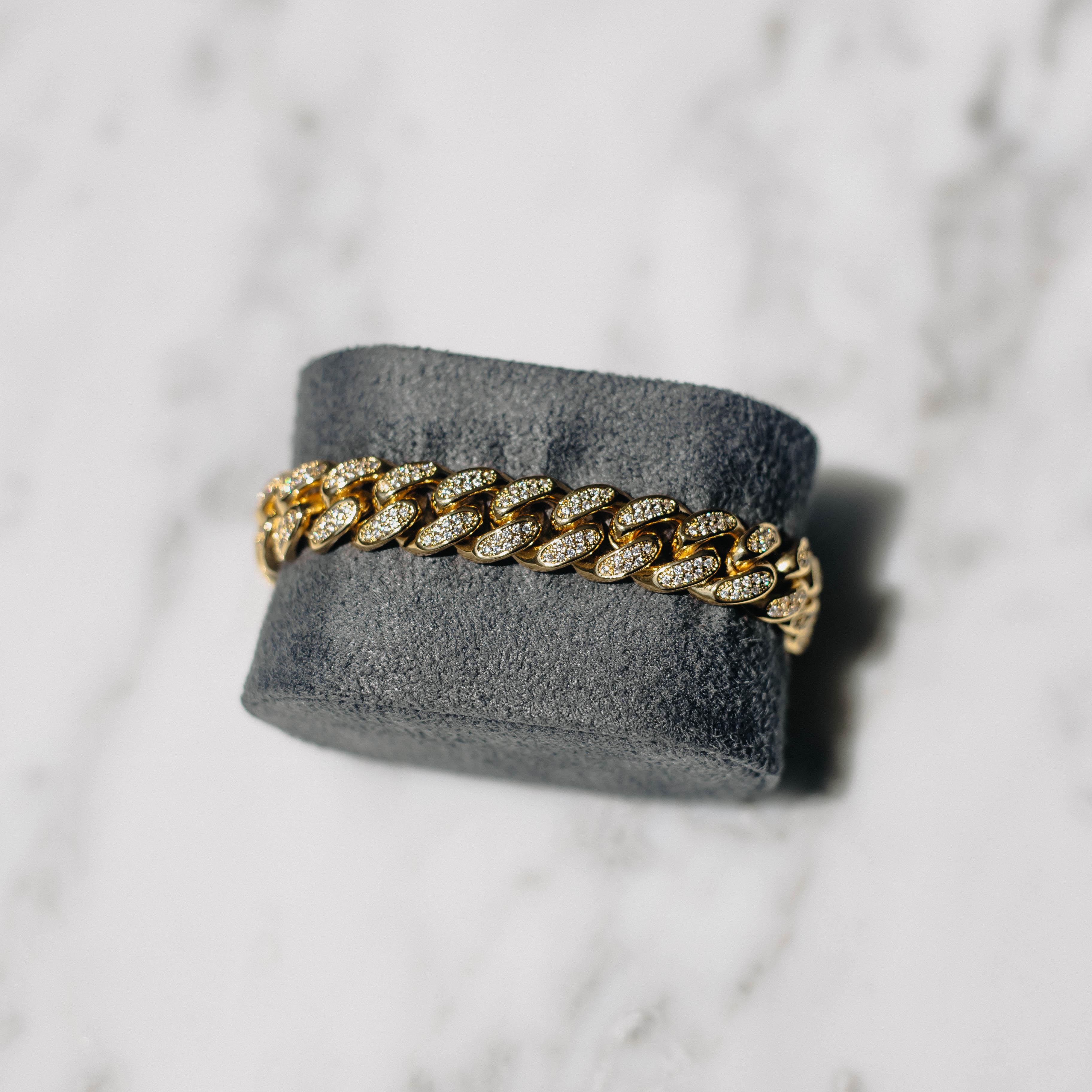 12mm Iced Cuban Bracelet Gold - Image 3