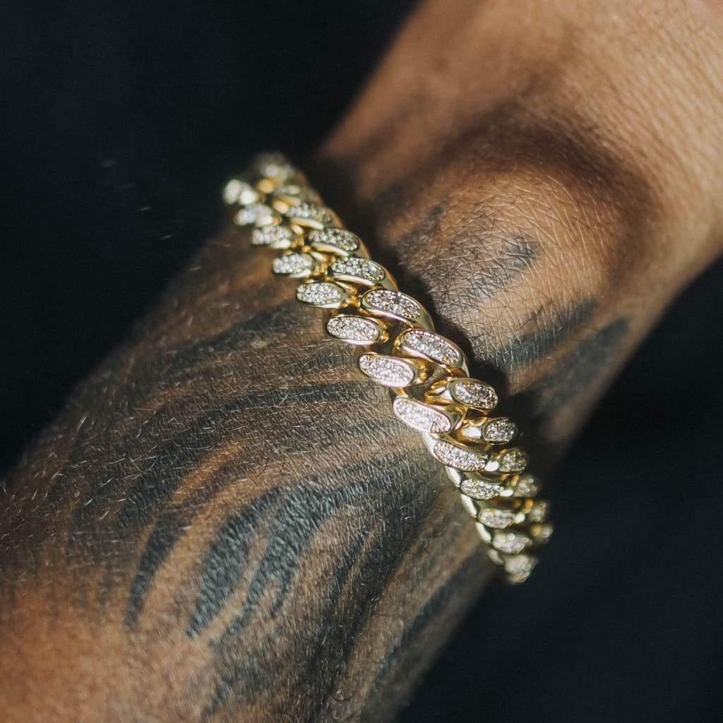 12mm Iced Cuban Bracelet Gold - Image 6