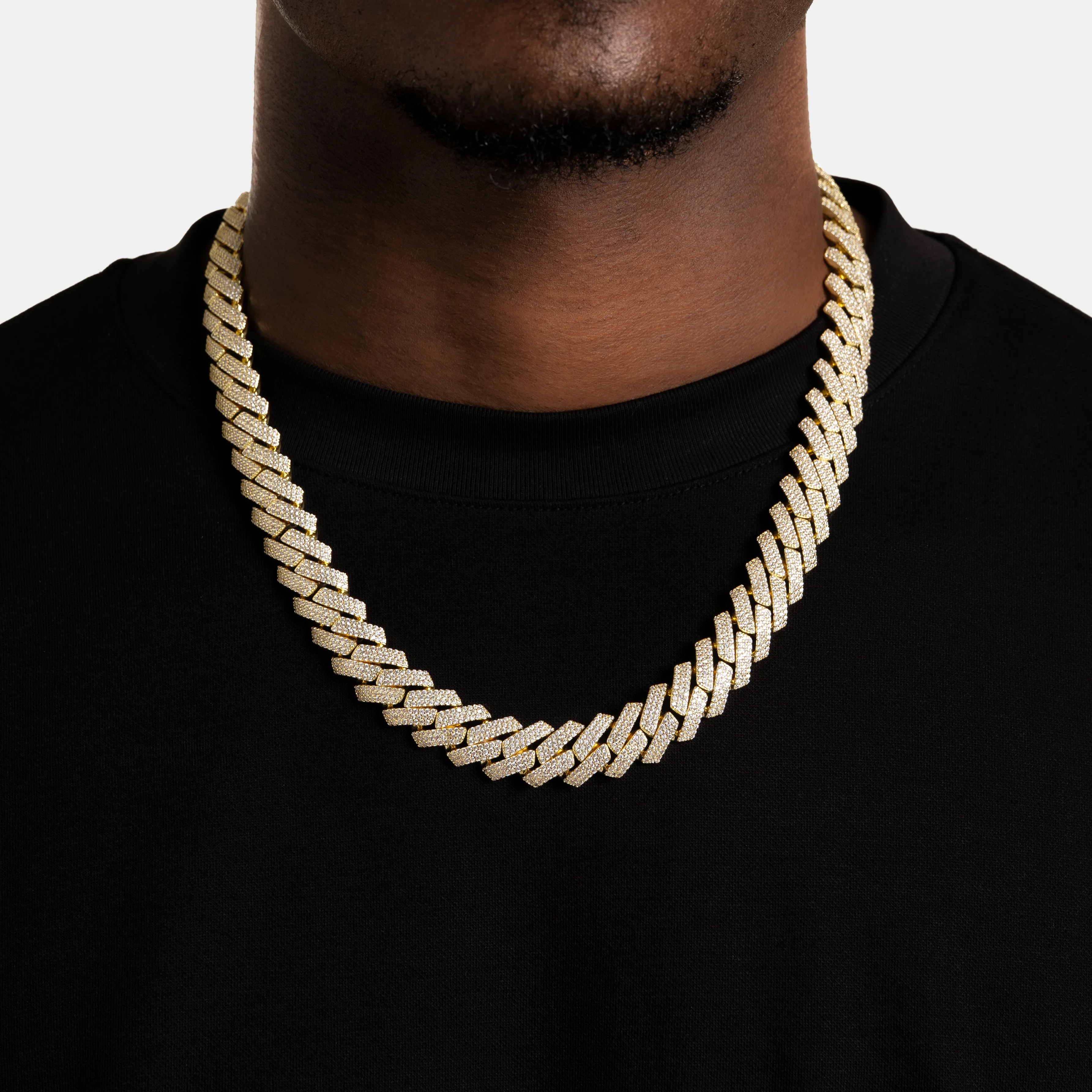 15mm Iced Prong Cuban Chain Gold