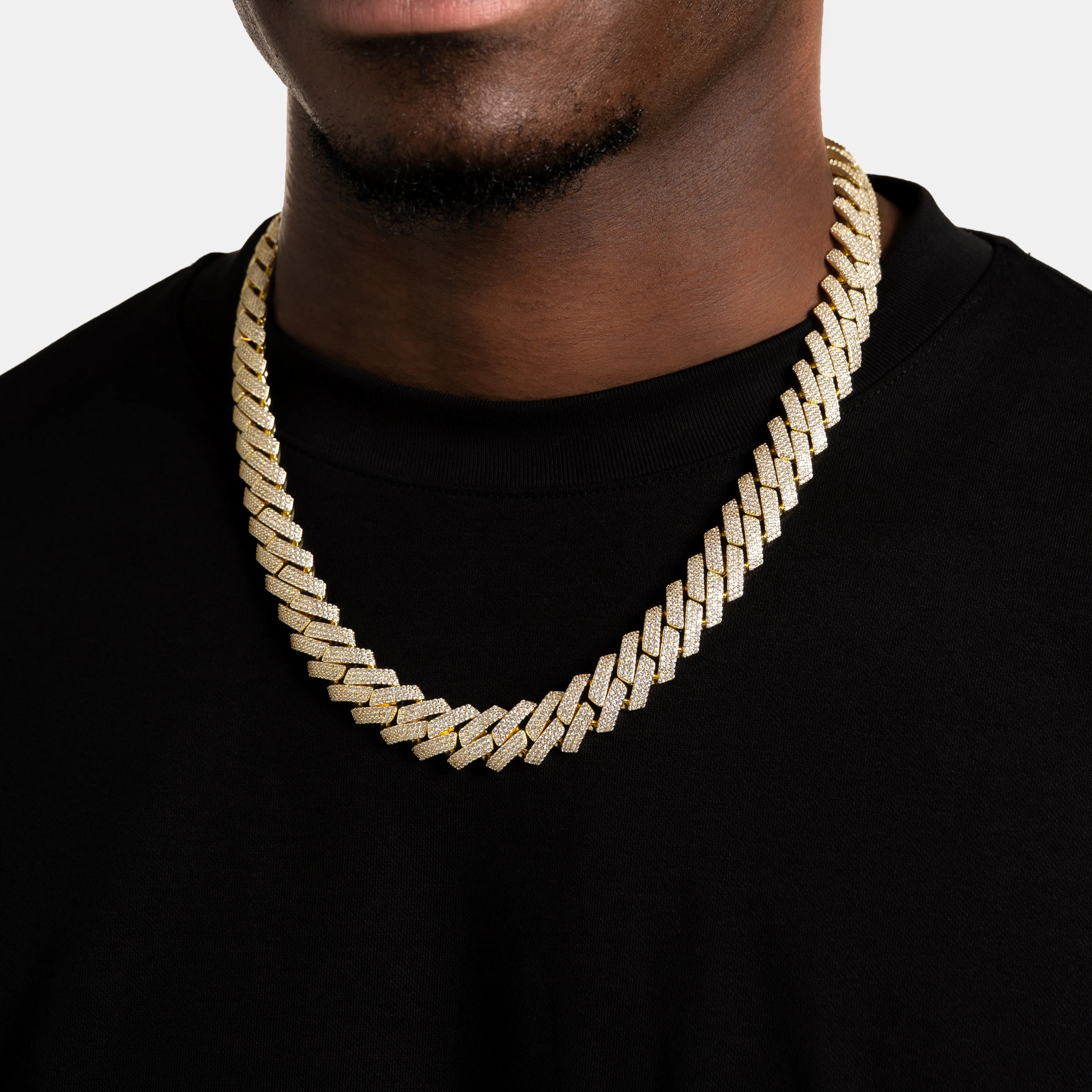 15mm Iced Prong Cuban Chain Gold - Image 2