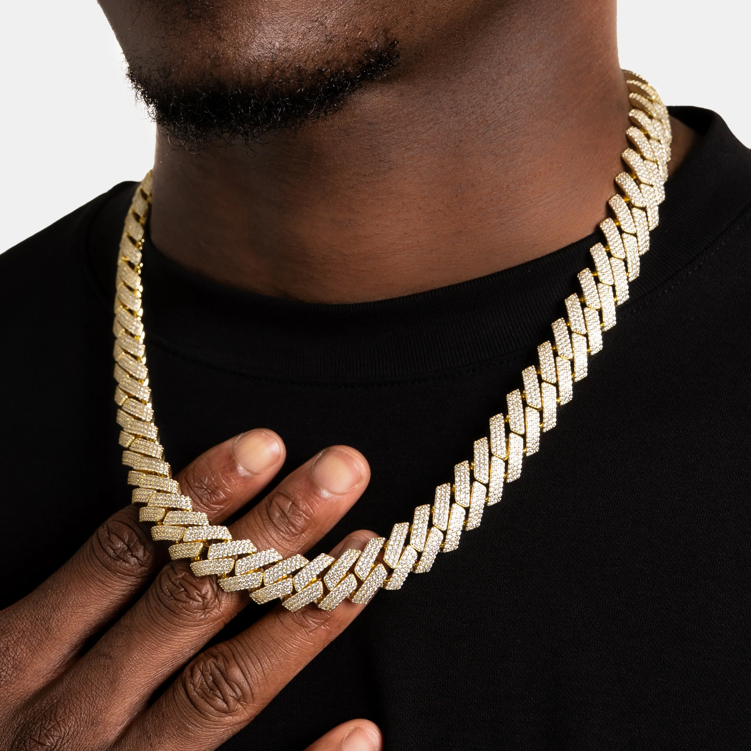 15mm Iced Prong Cuban Chain Gold - Image 4