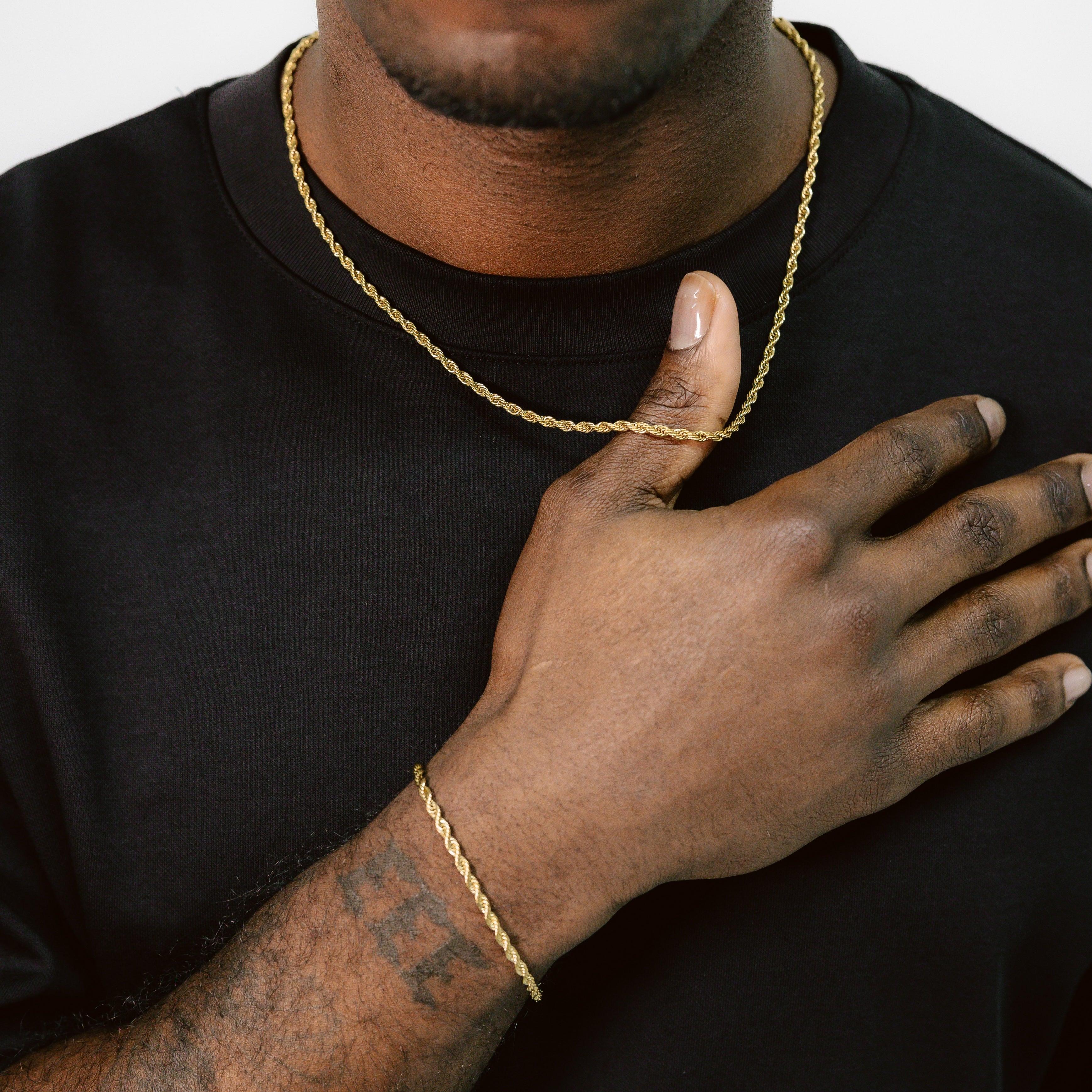 3mm Rope Chain & Bracelet Gold - Image 2