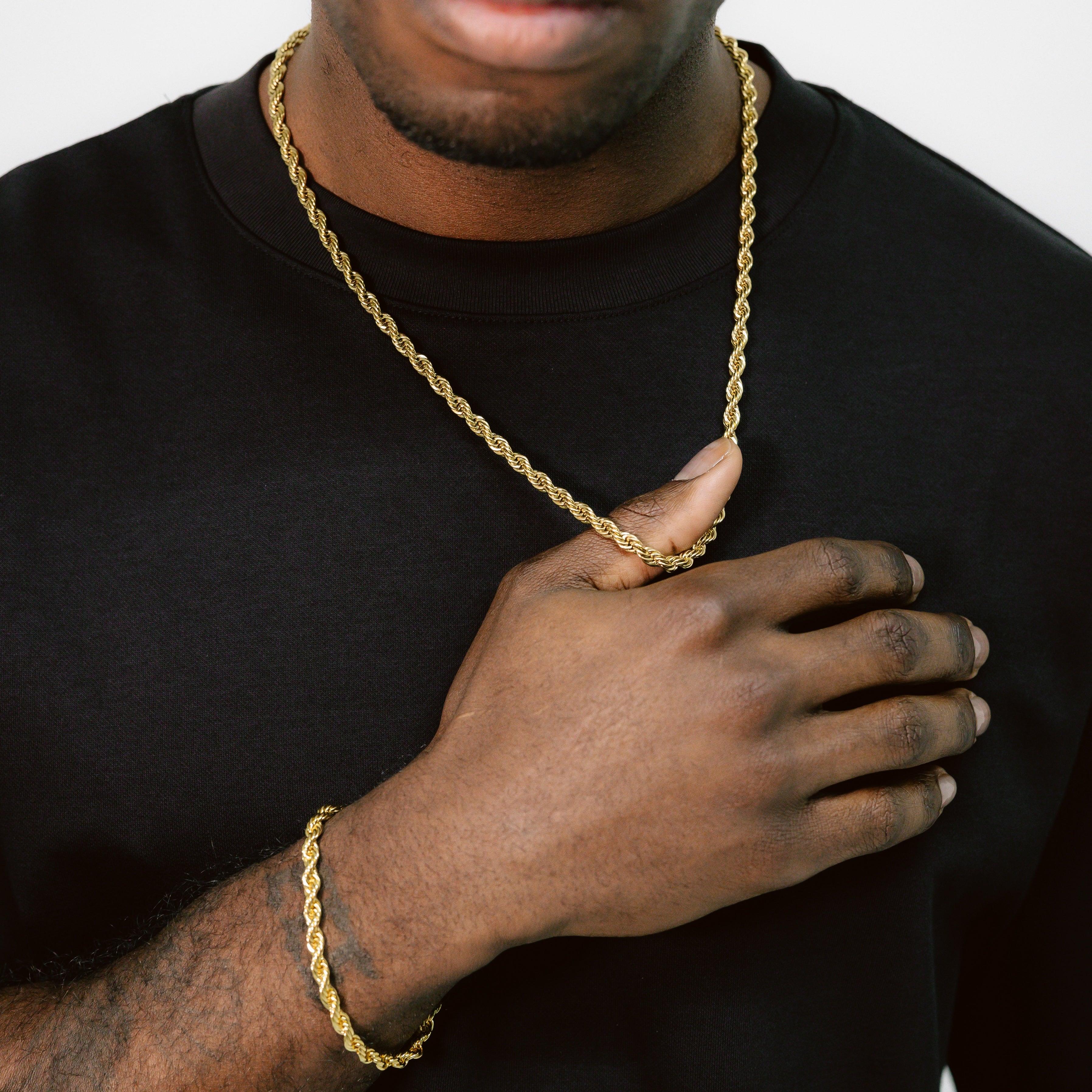 5mm Rope Chain & Bracelet Gold - Image 2