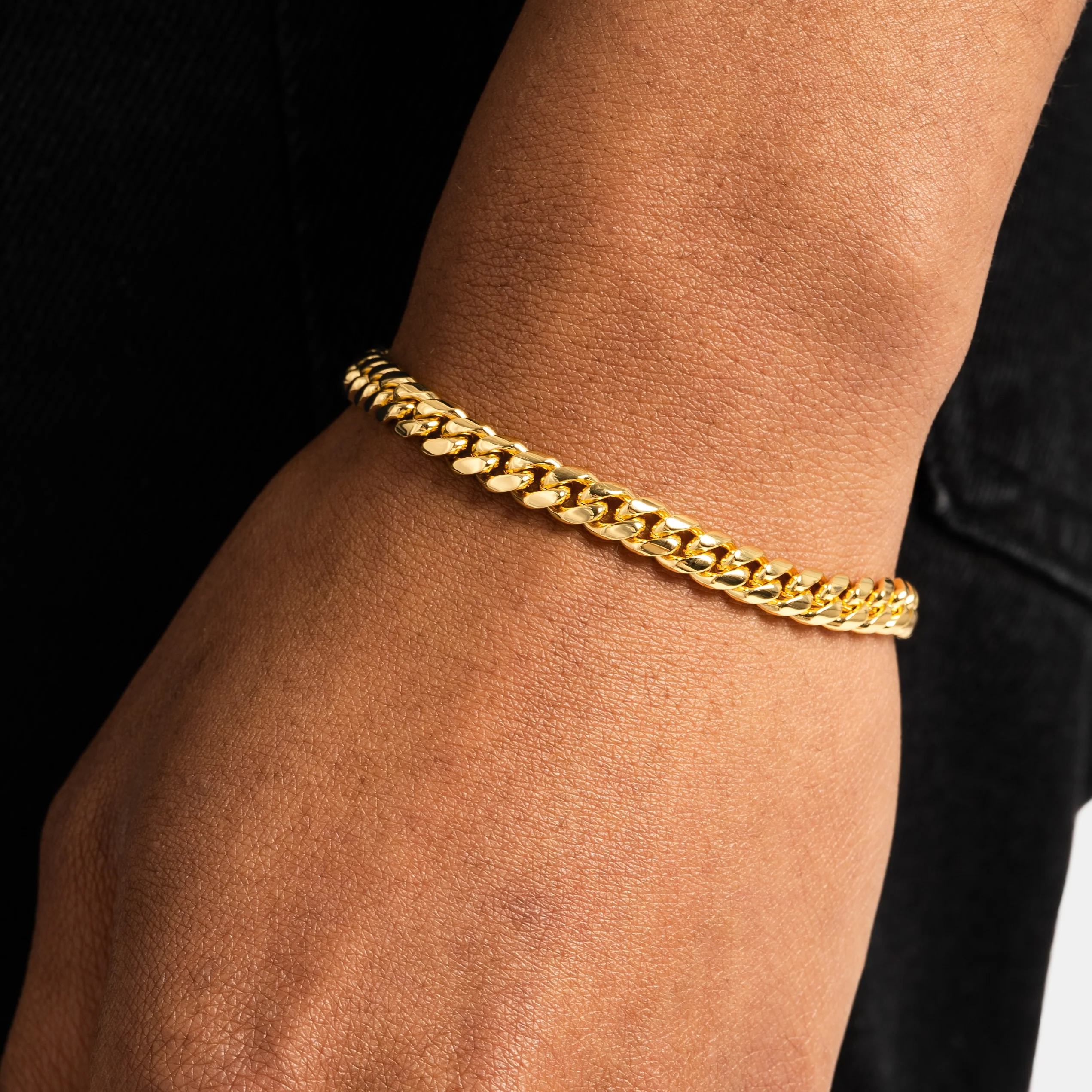 6mm Cuban Link Bracelet Gold - Image 2