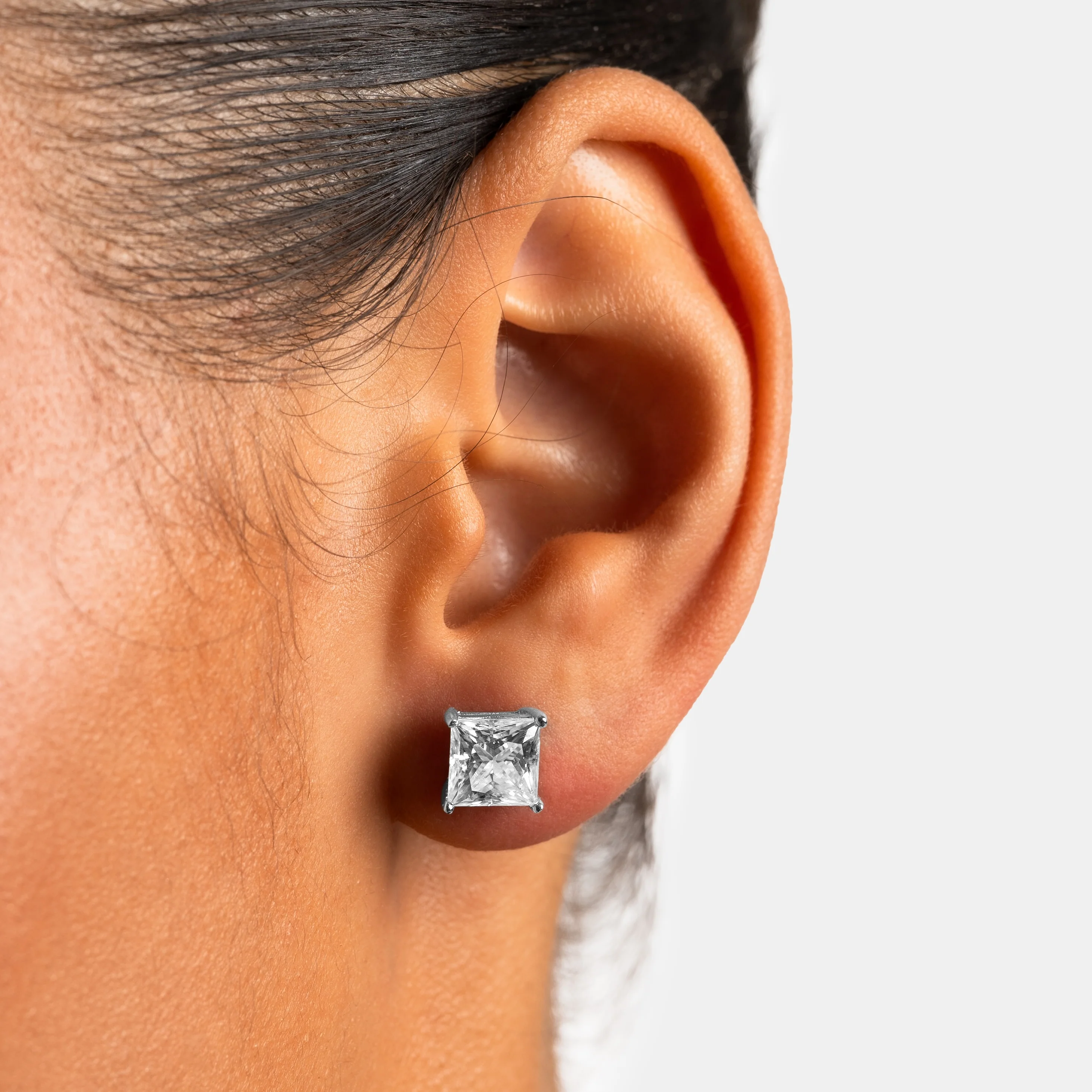 7mm Moissanite Princess Cut Earrings