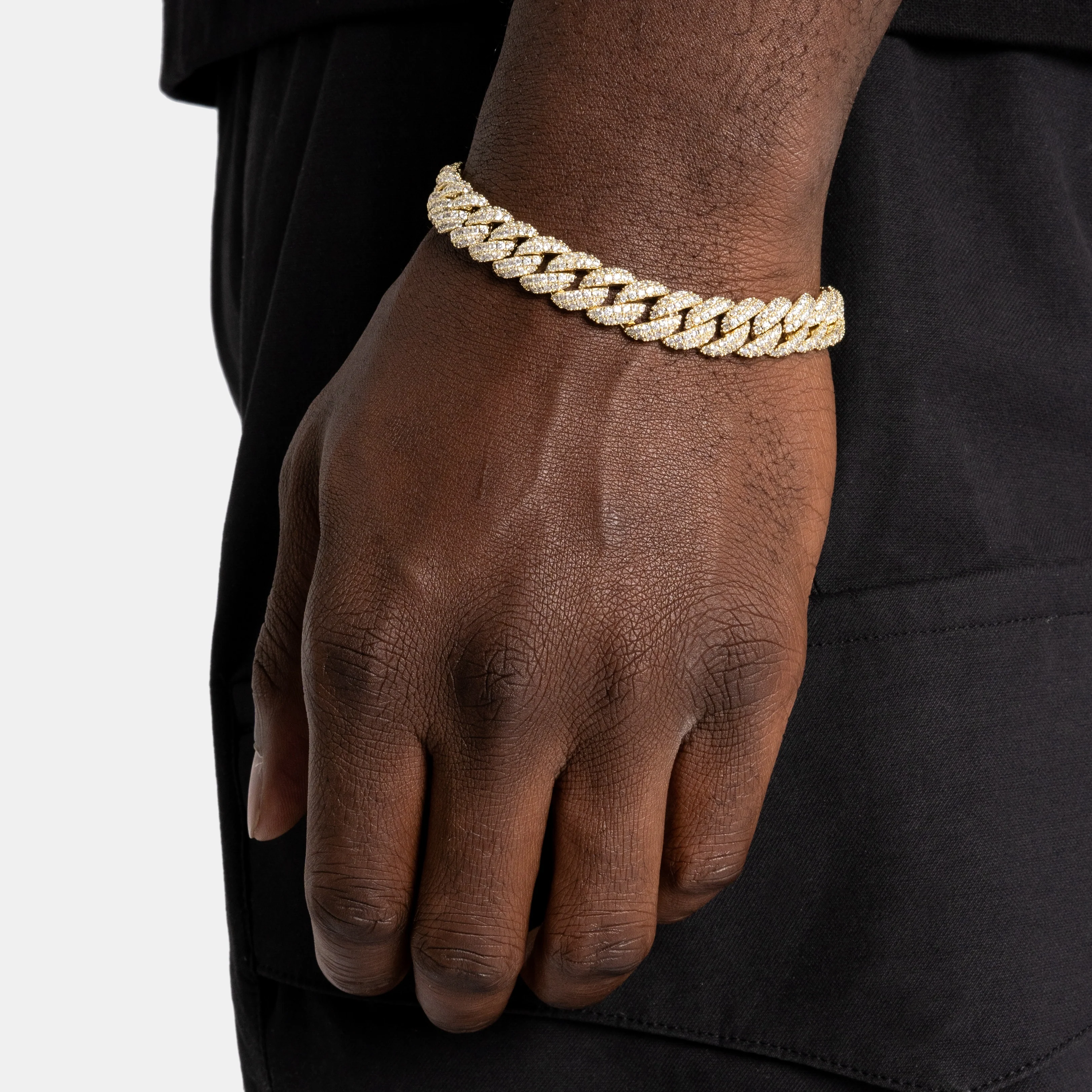 8.5mm Moissanite Cuban Bracelet Gold