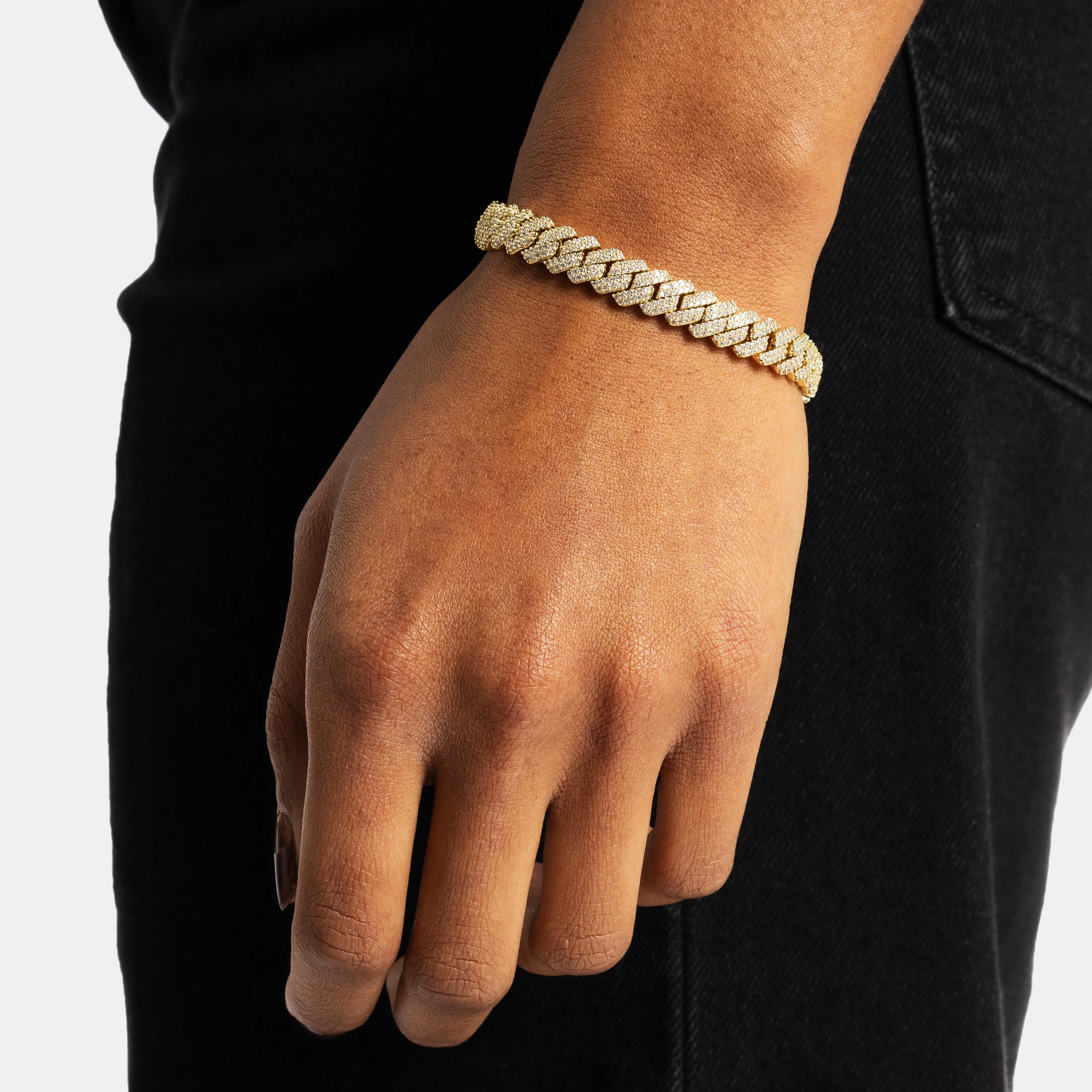 8mm Moissanite Cuban Bracelet Gold