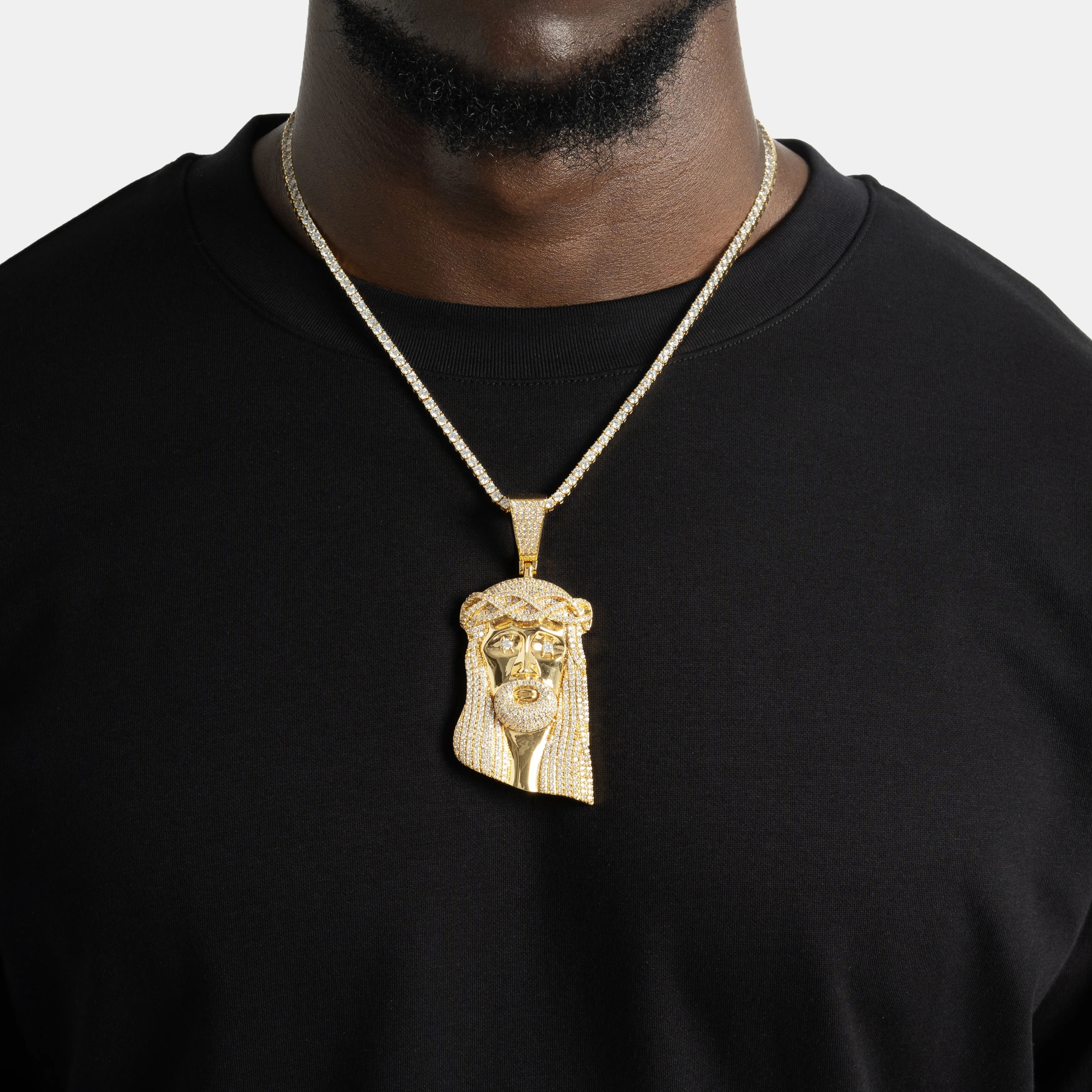 Large Jesus Piece Pendant Gold - Image 3