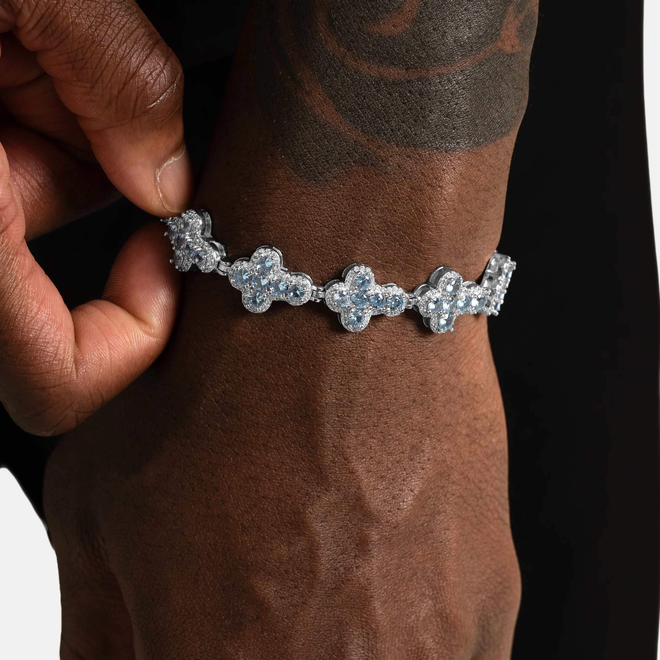 Blue Cluster Cross Bracelet - Image 2
