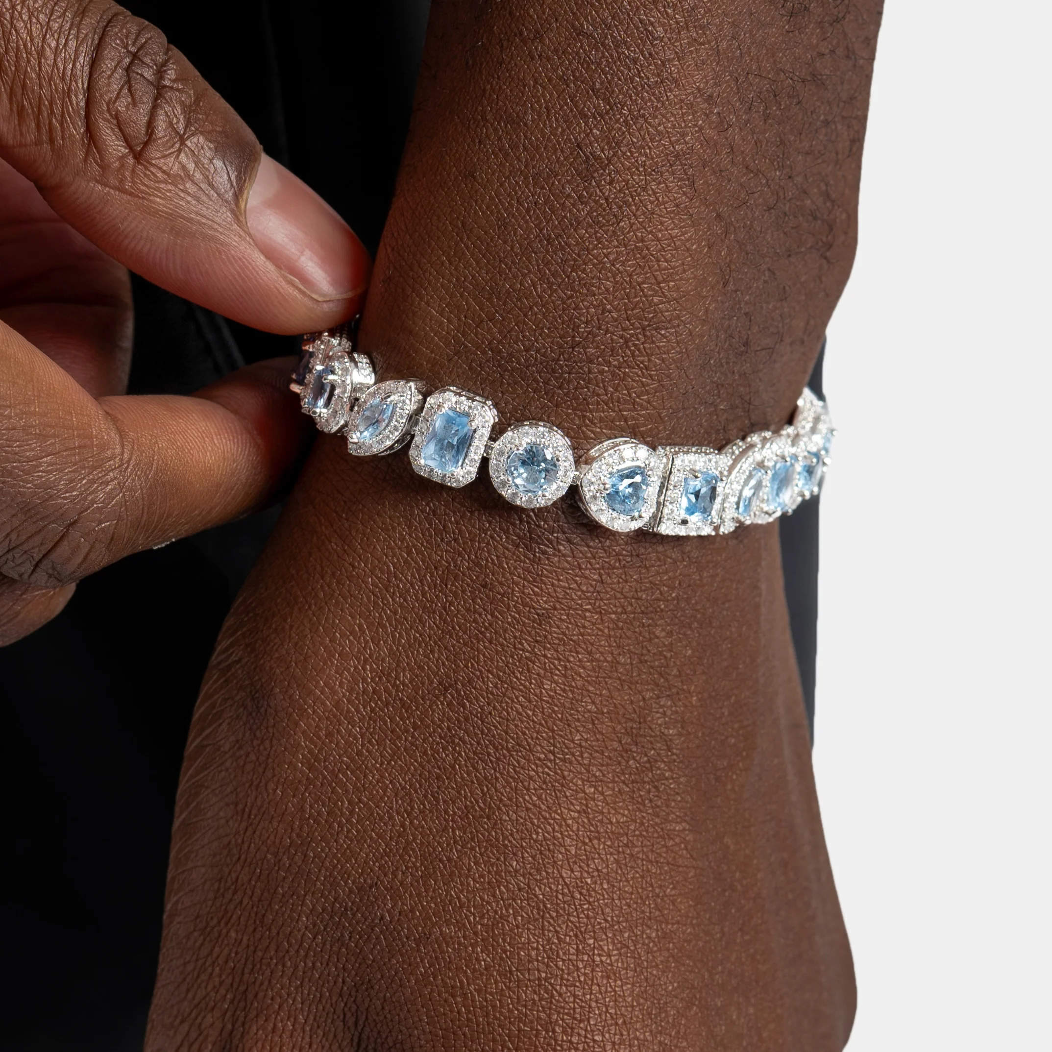 Blue Multi Cut Tennis Bracelet - Image 4