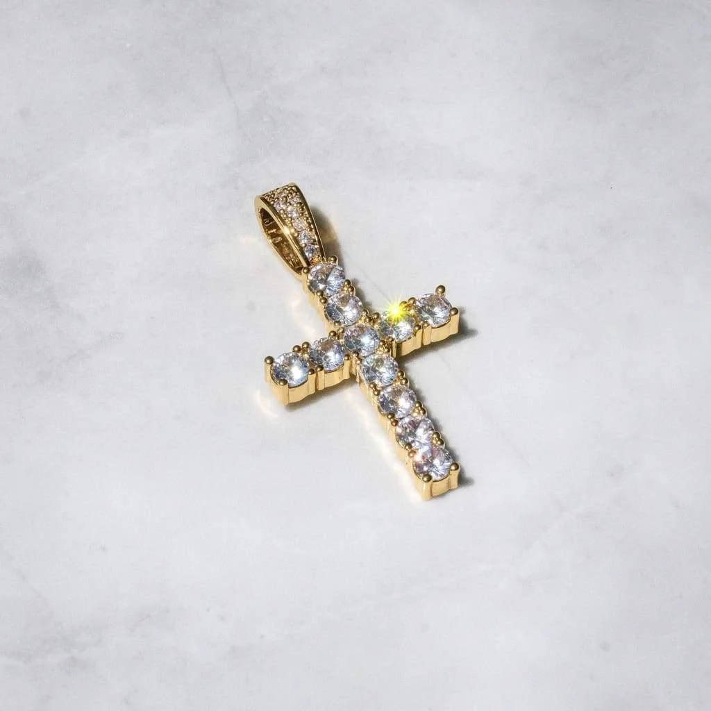 Cross & Tennis Chain Bundle Gold - Image 7