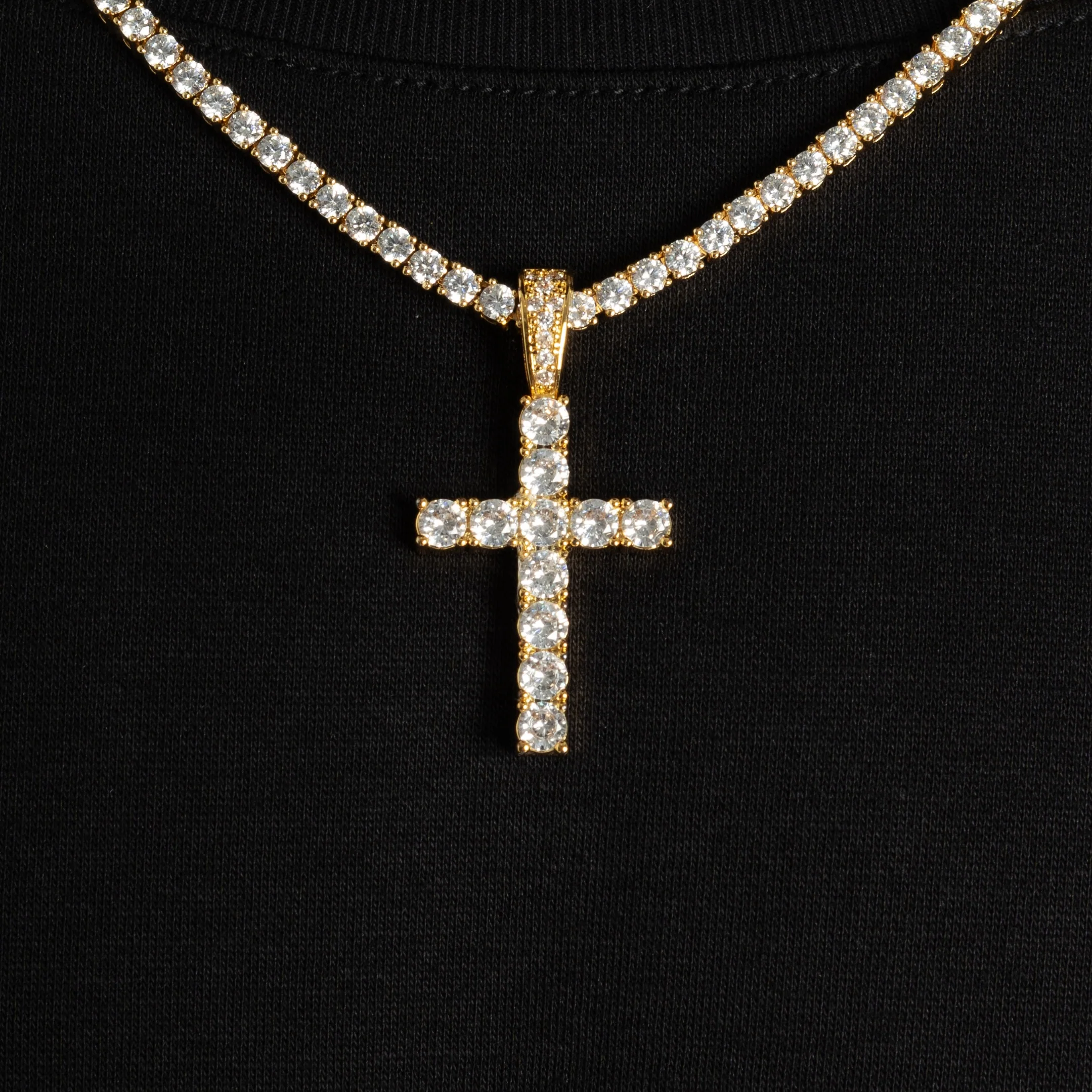 Diamond Cross Pendant Gold