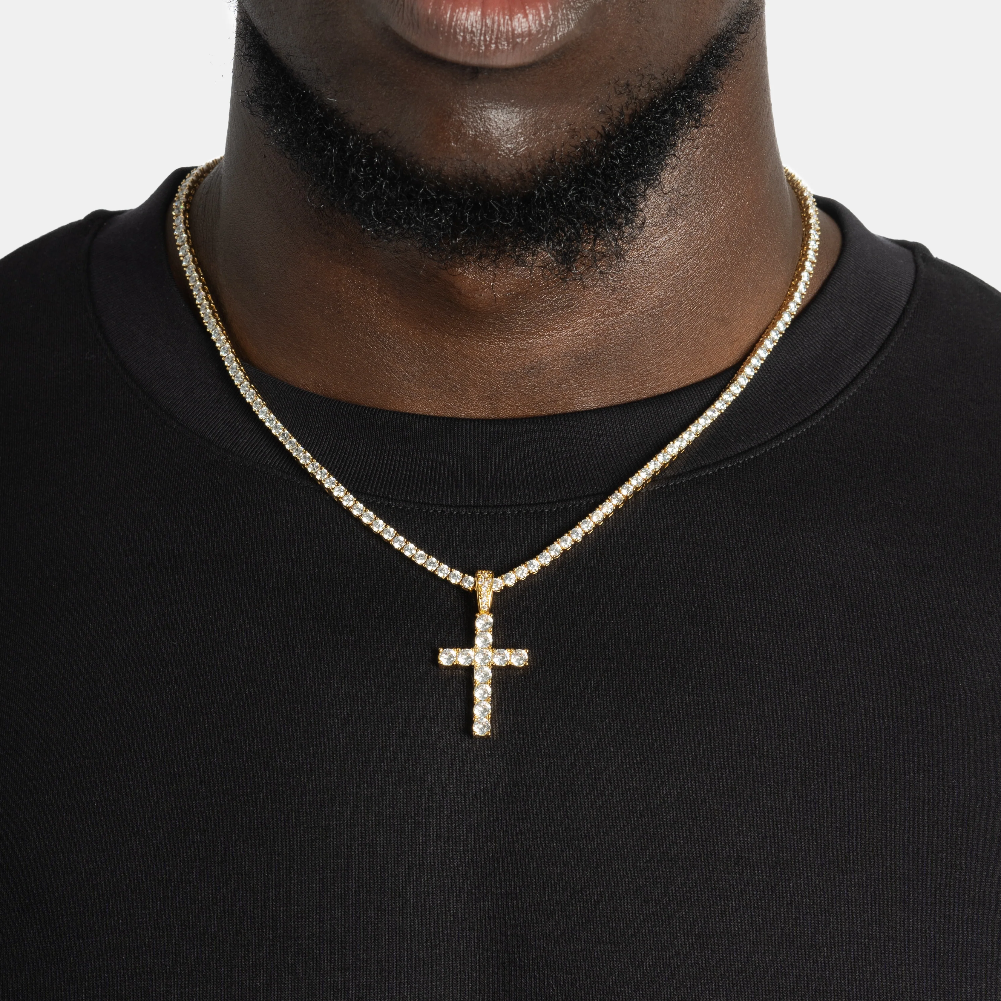Moissanite Cross Pendant Gold - Image 3