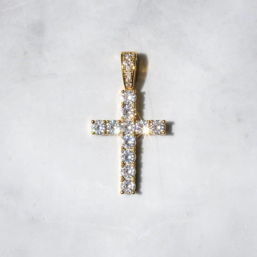 Moissanite Cross Pendant Gold - Image 4