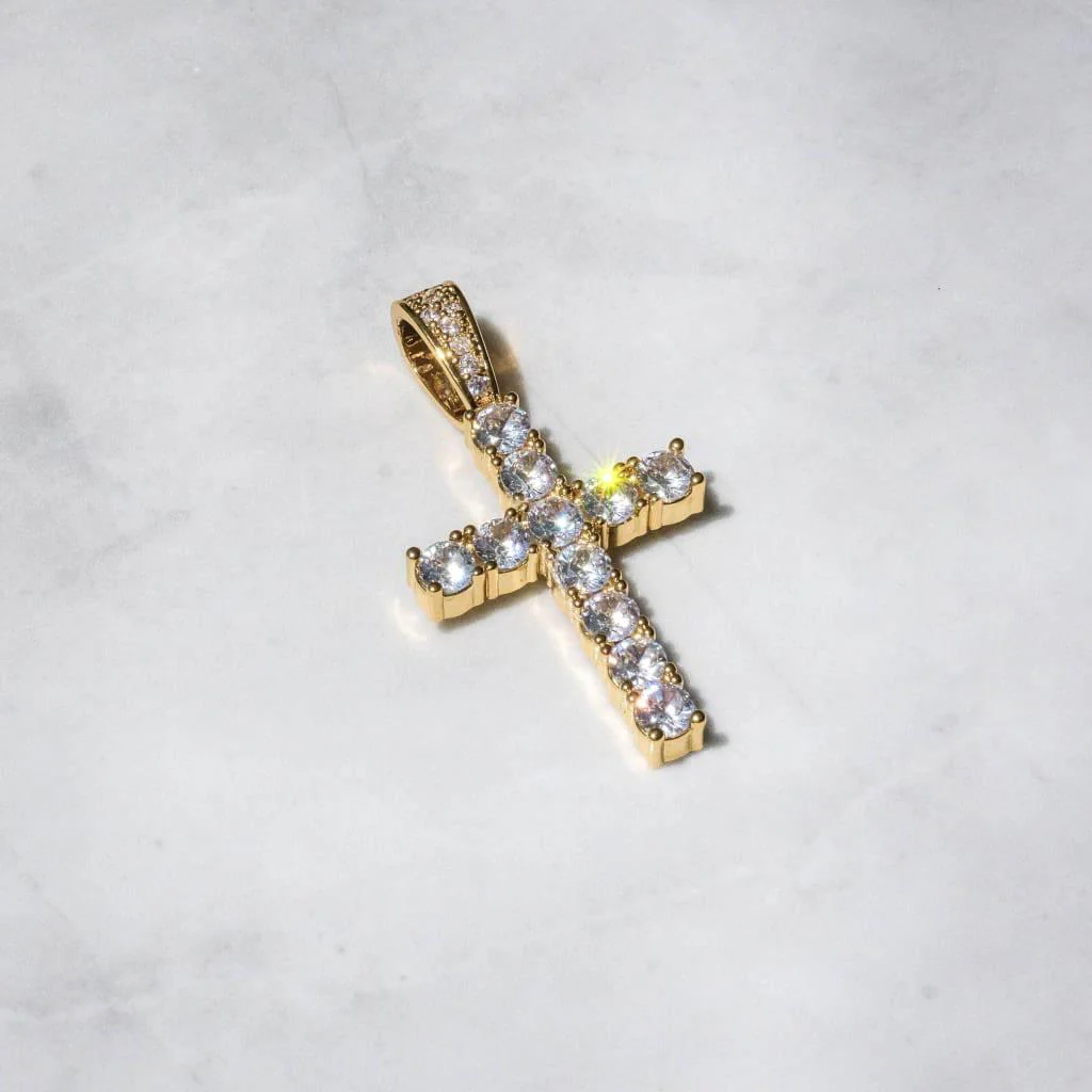 Moissanite Cross Pendant Gold - Image 6