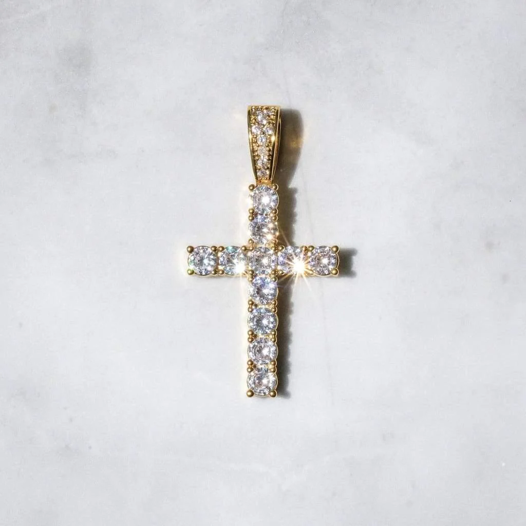 Moissanite Cross Pendant Gold - Image 5