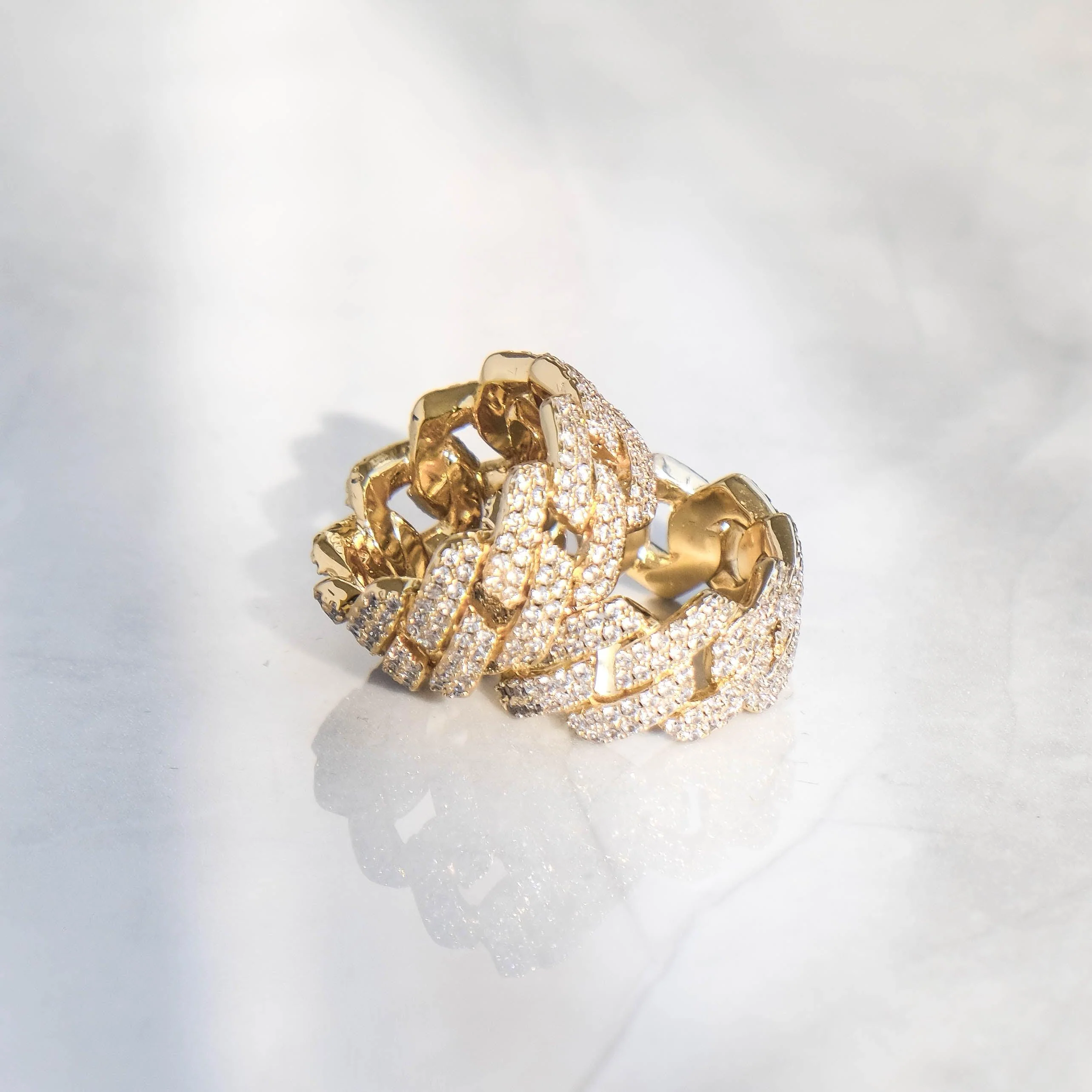 Prong Cuban Ring Gold - Image 4
