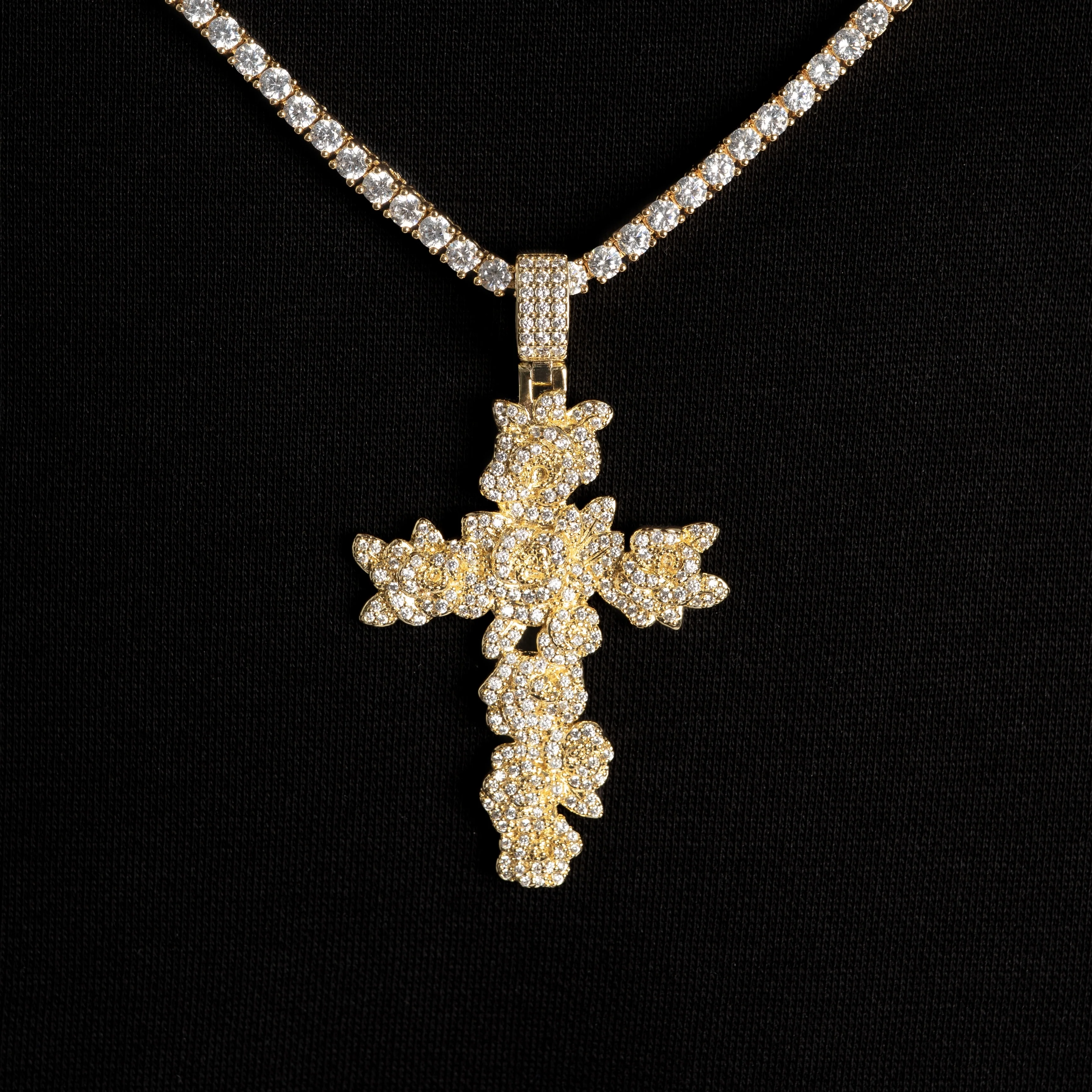 Rose Cross Pendant Gold
