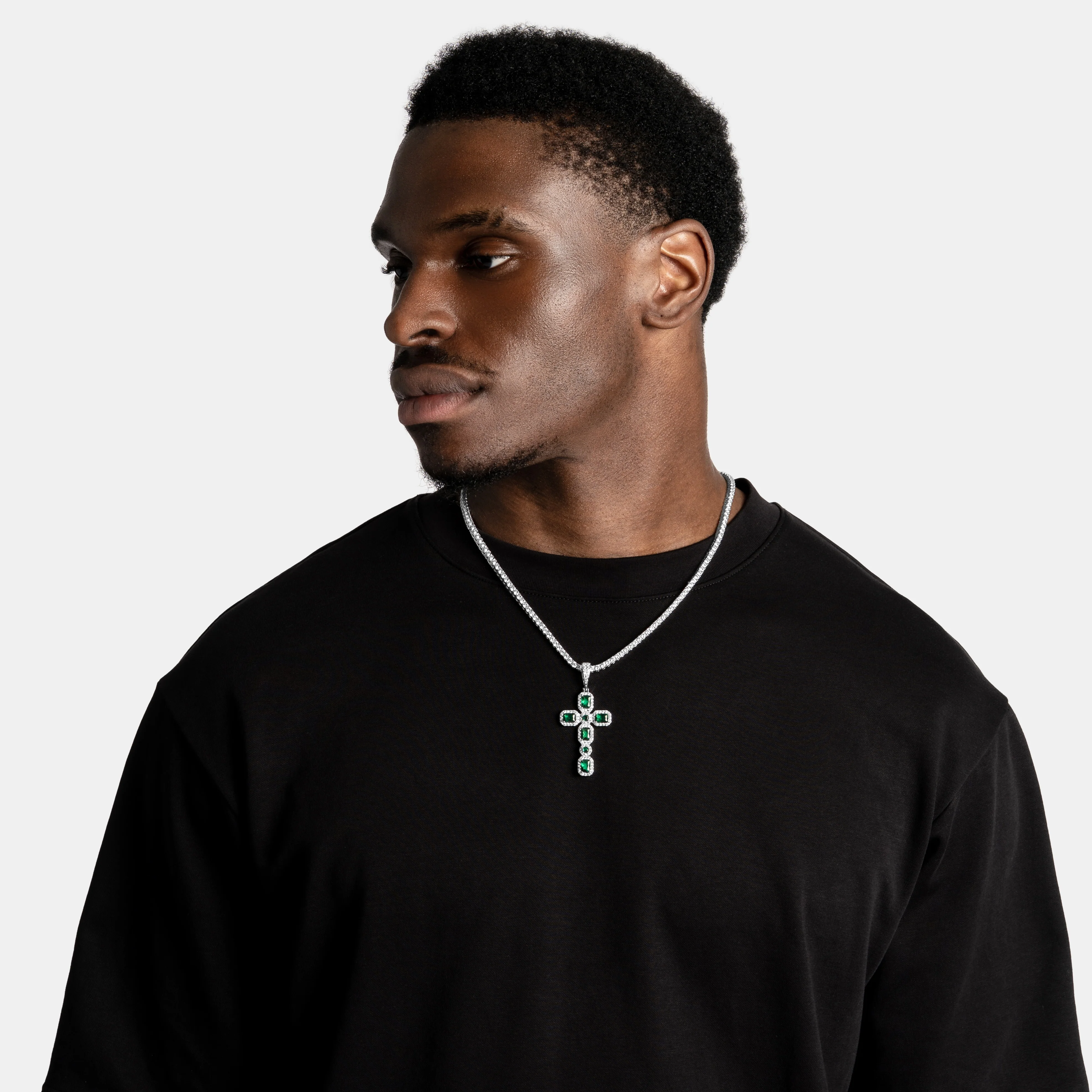 Emerald Cluster Cross Pendant - Image 4