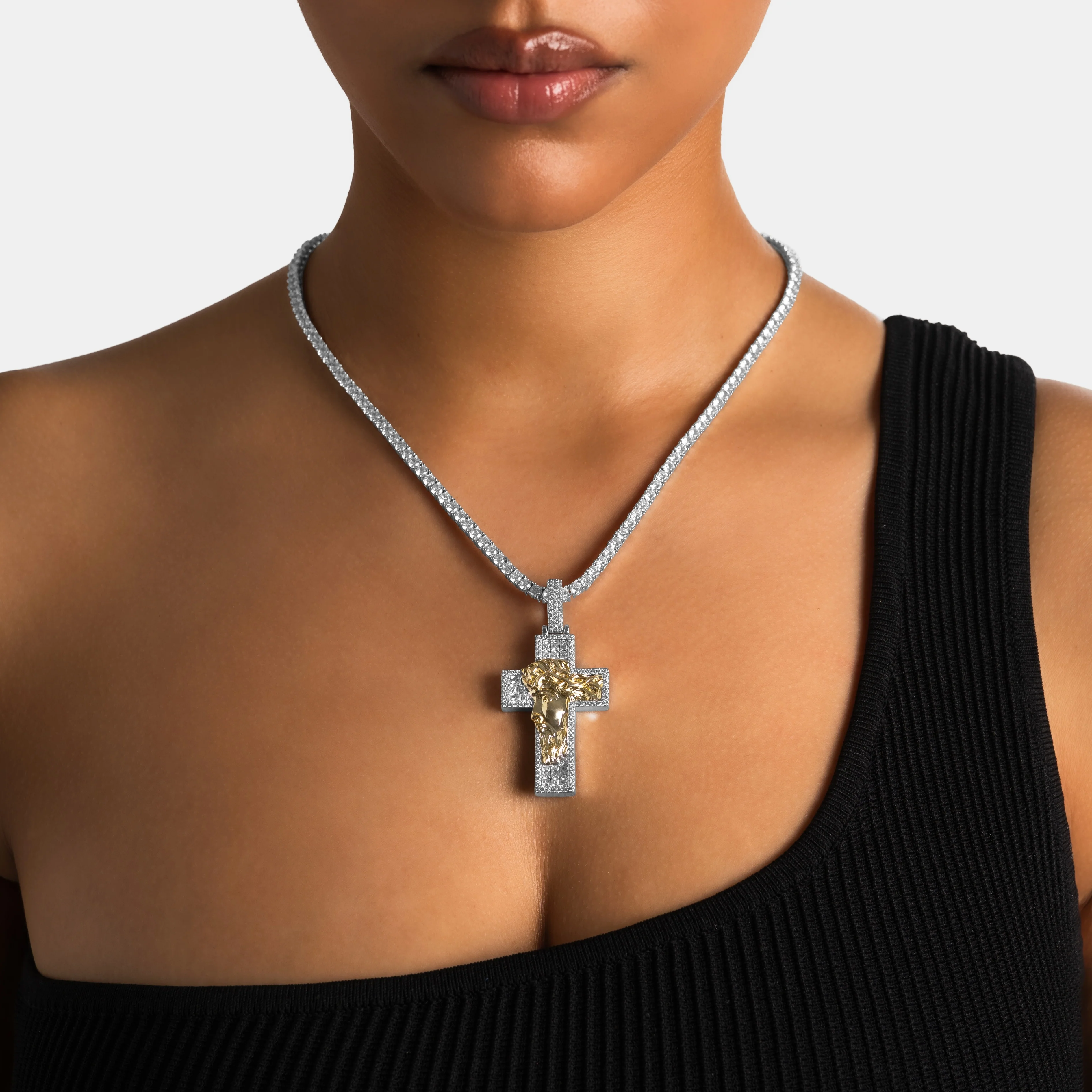Jesus Face Cross Pendant - Image 2