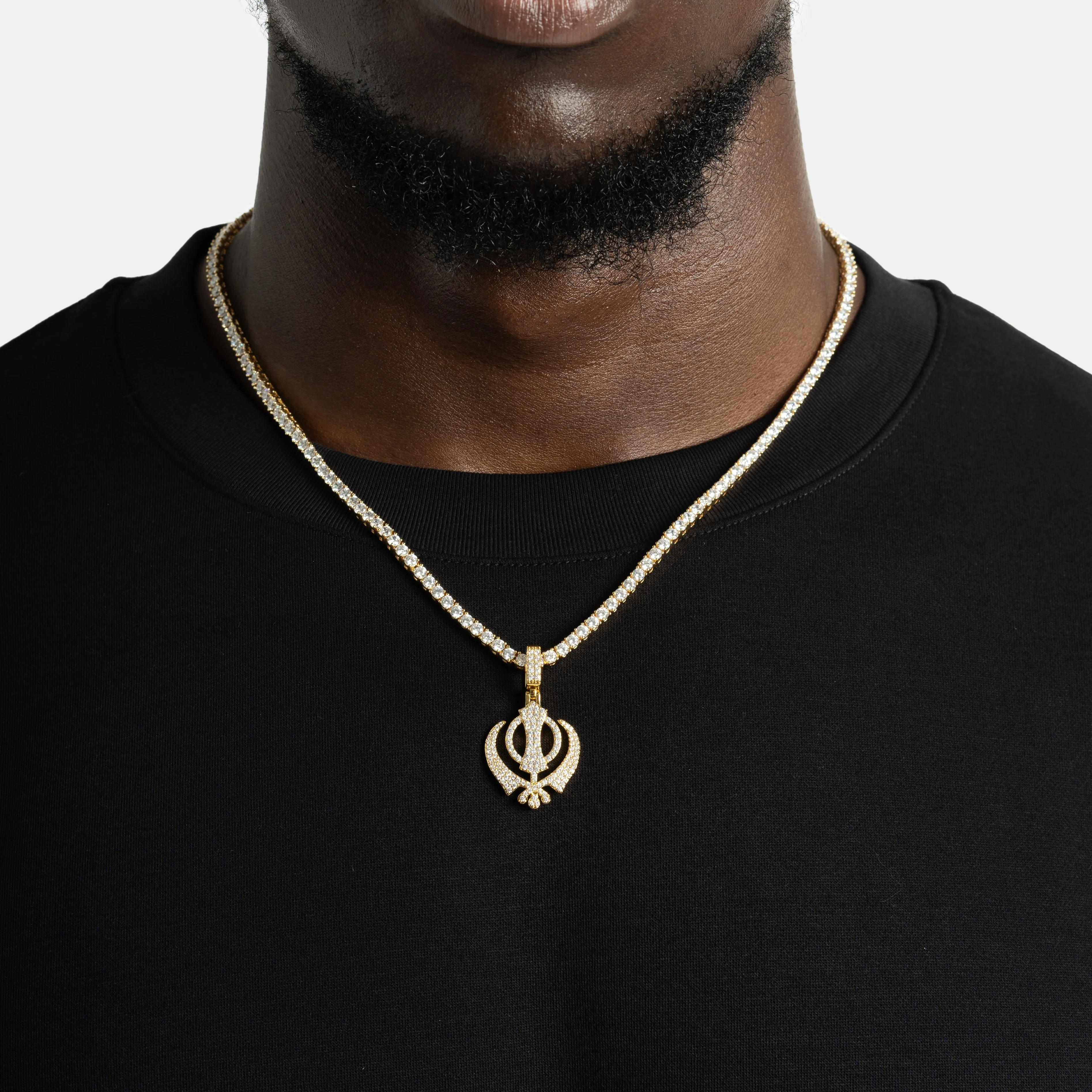 Moissanite Khanda Pendant Gold - Image 3