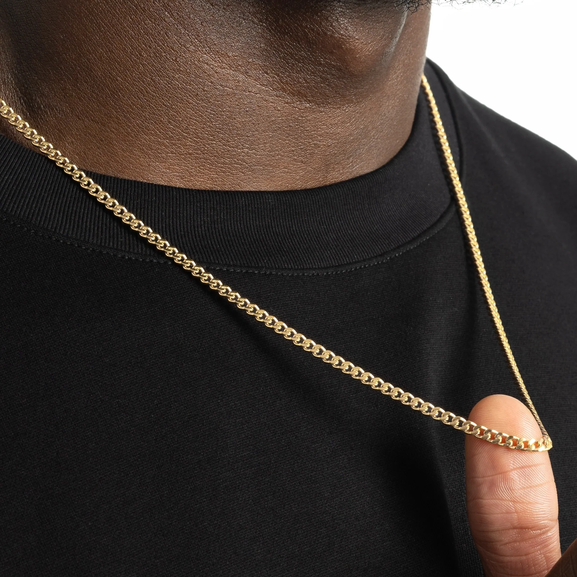 3mm Cuban Link Chain Gold - Image 3