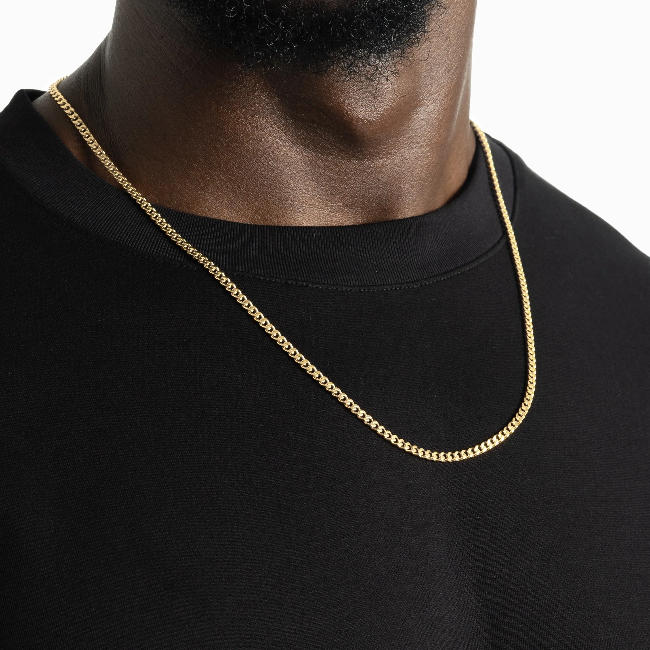 3mm Cuban Link Chain Gold - Image 5