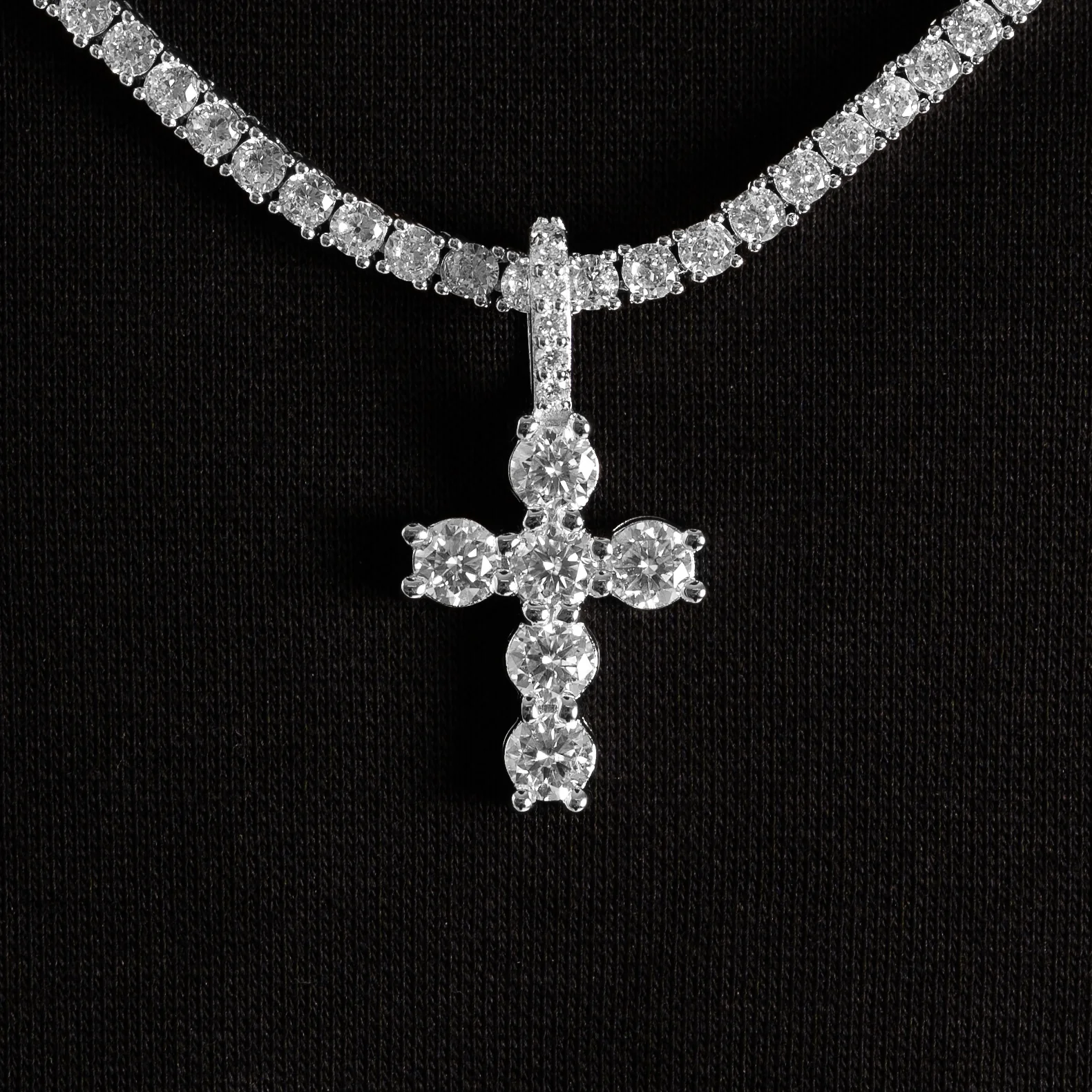 Micro Iced Cross Pendant