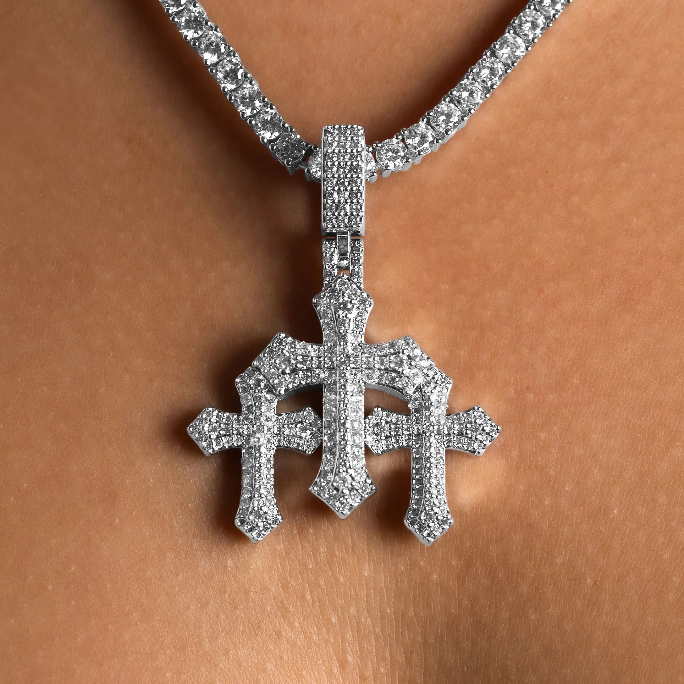 Micro Triple Cross Pendant