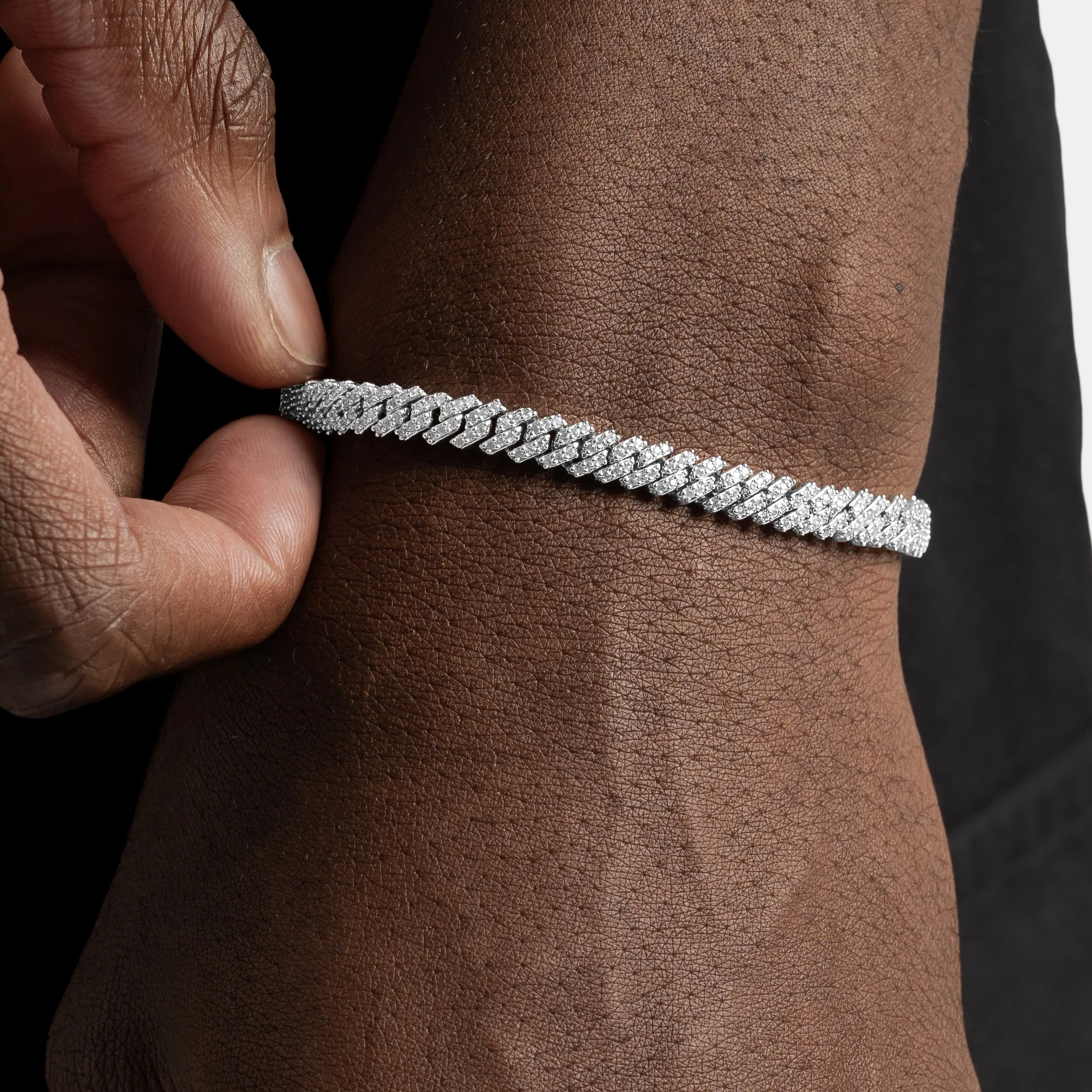 5mm Moissanite Cuban Bracelet Silver - Image 2