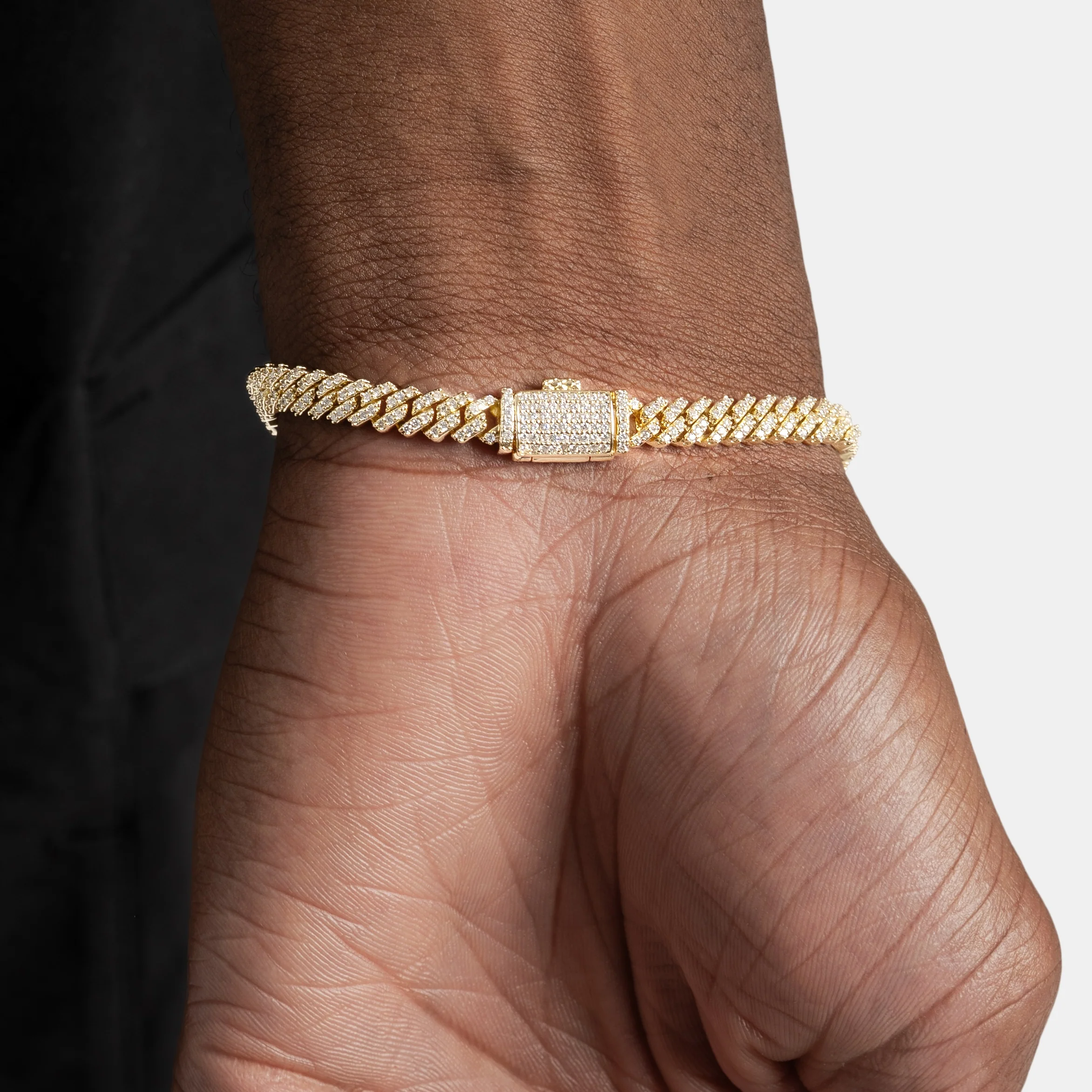 5mm Prong Cuban Bracelet Gold - Image 4