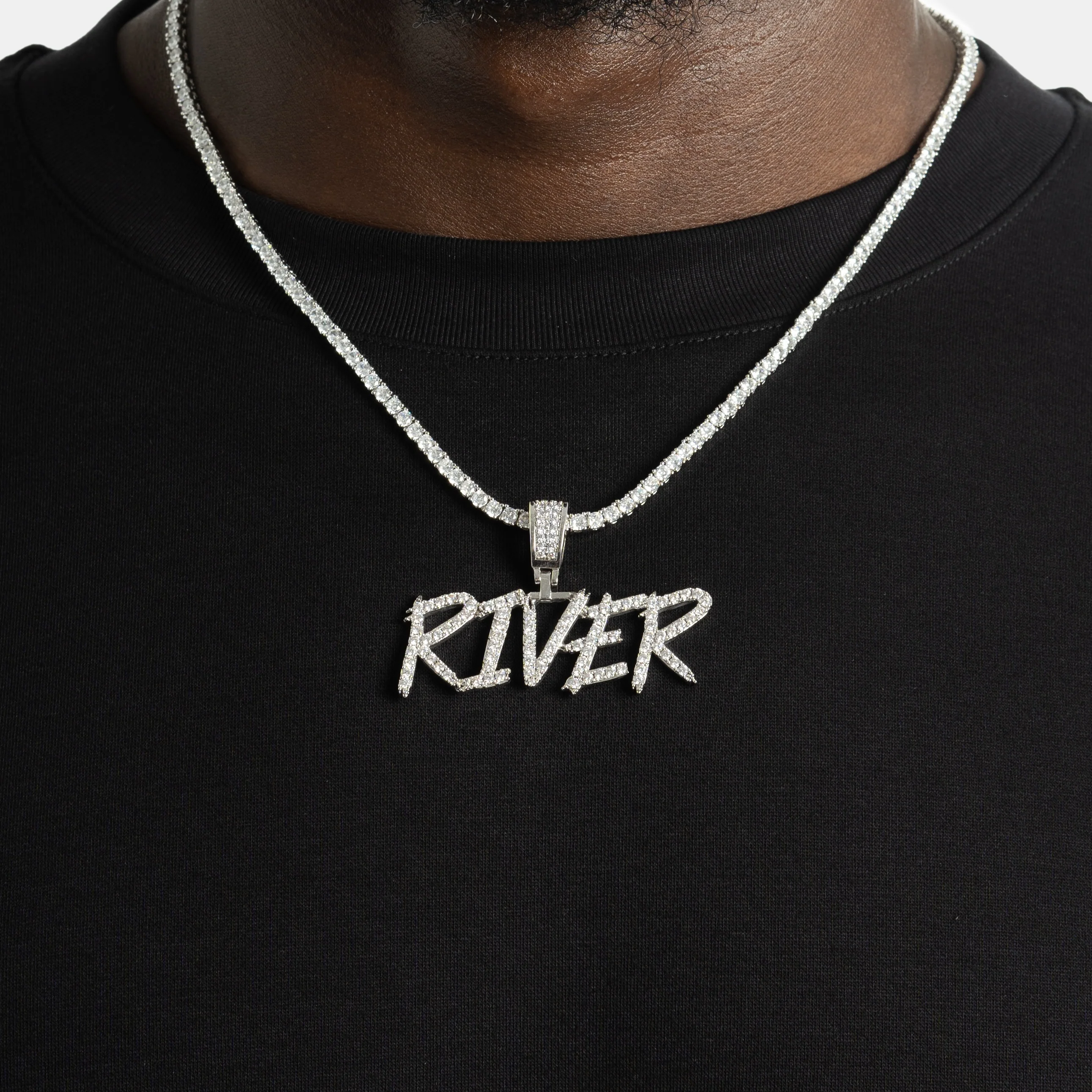 Brush Font Moissanite Custom Pendant