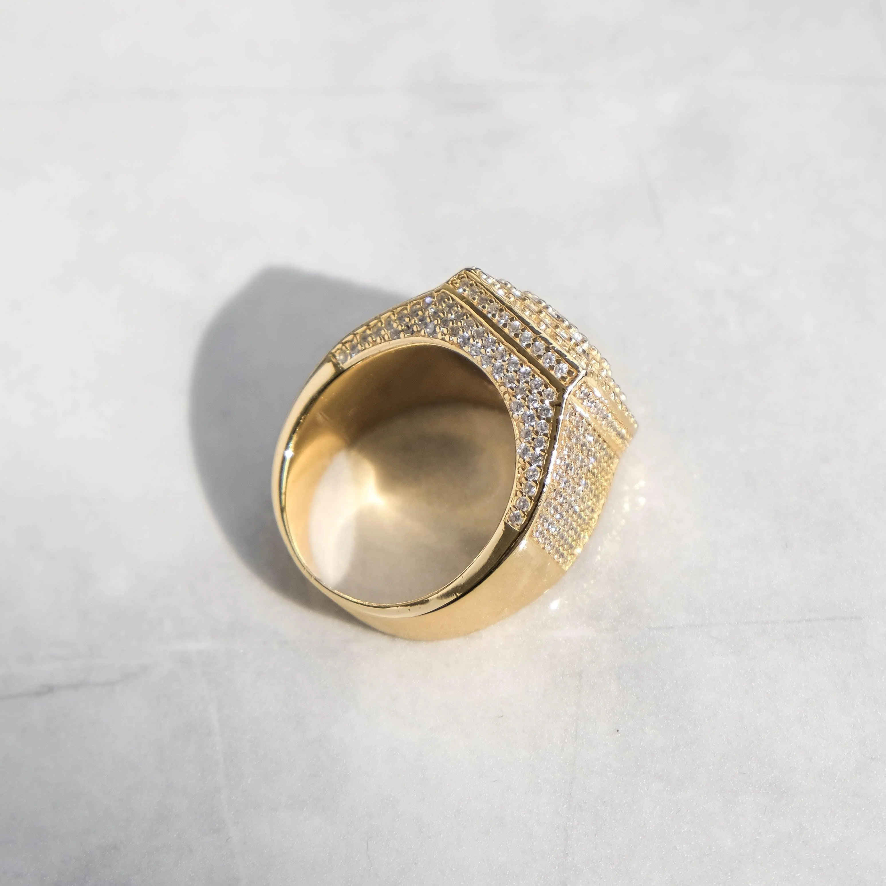 Double Step Signet Ring Gold Moissanite - Image 5