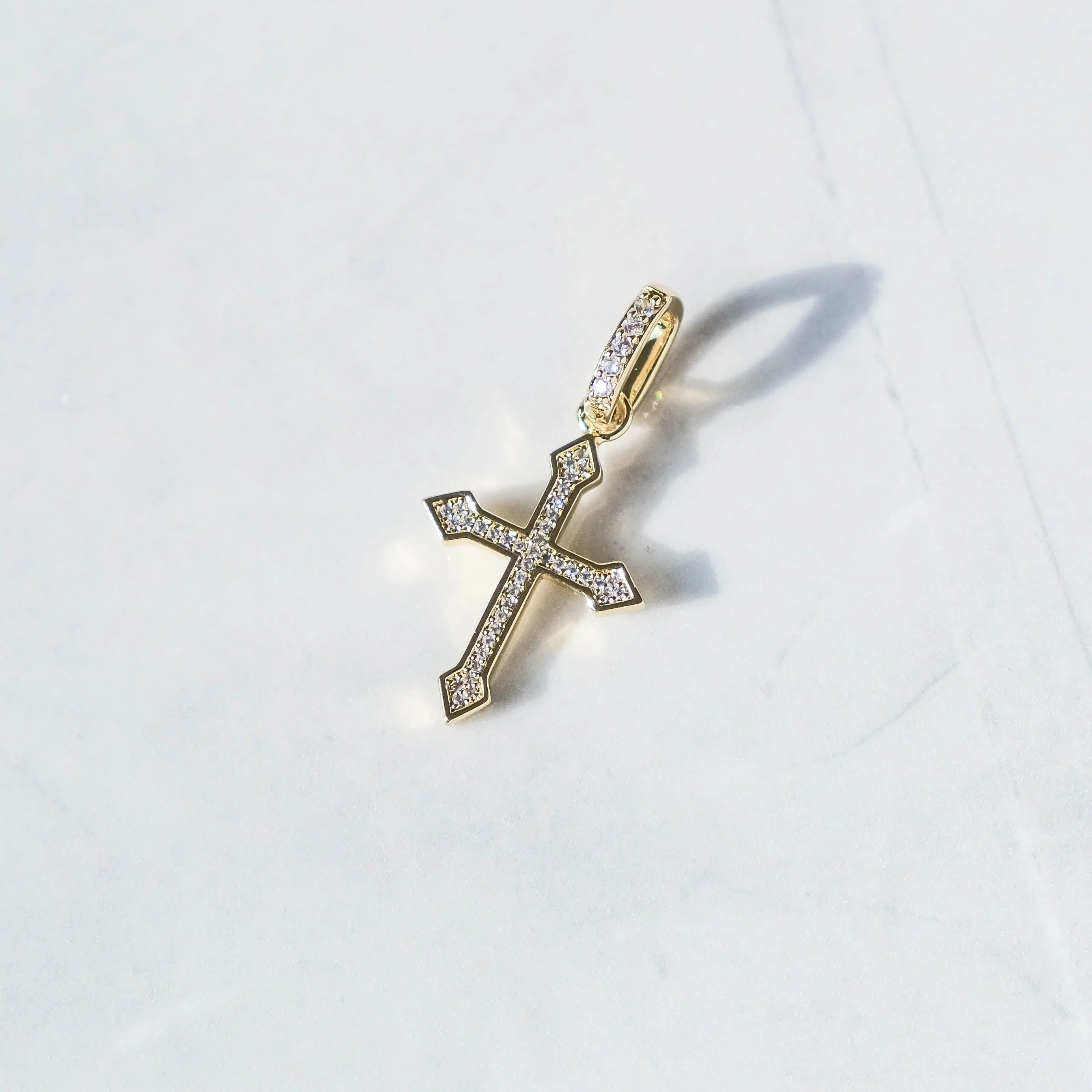Moissanite Celtic Cross Pendant Gold Vermeil - Image 4