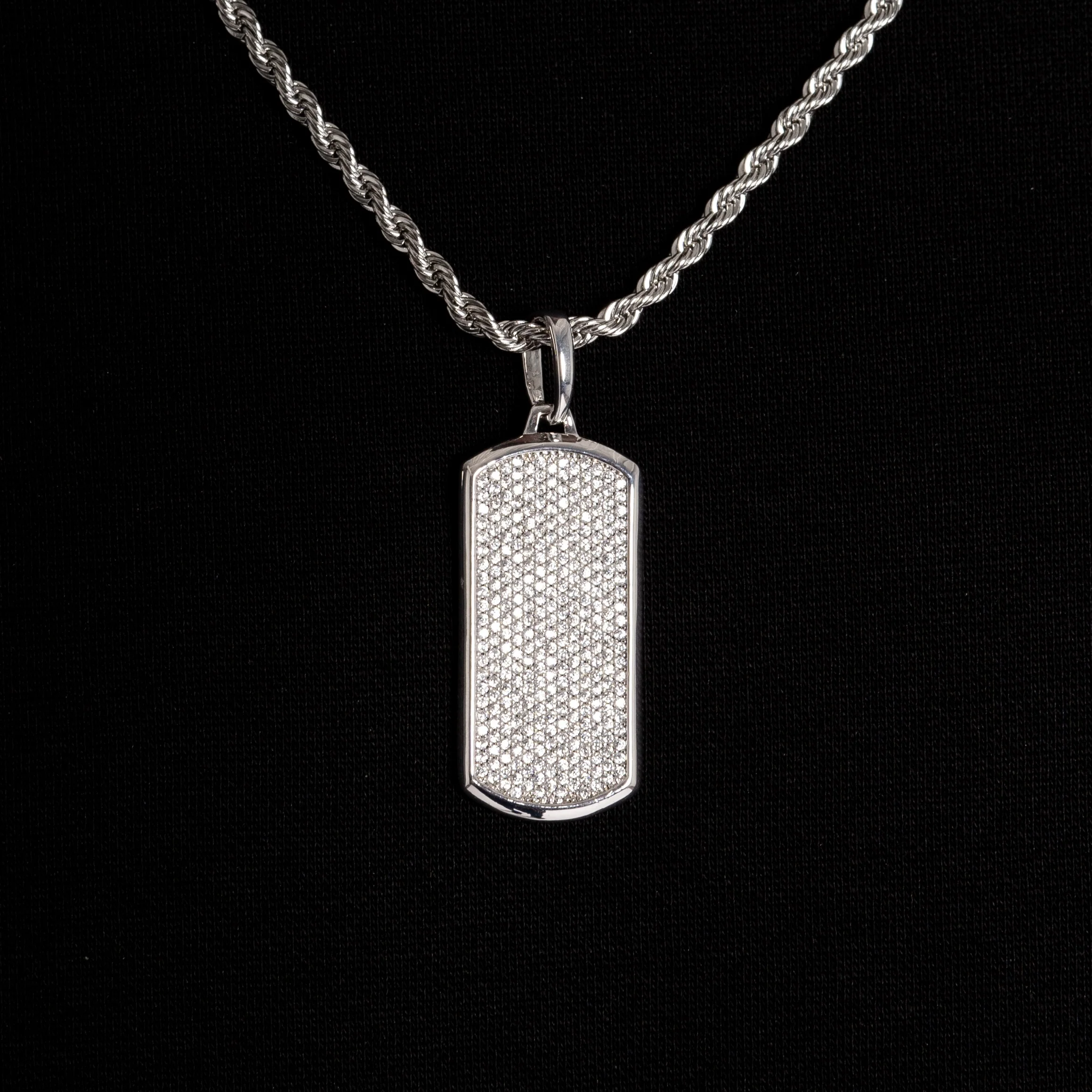 Dog Tag Moissanite Pendant