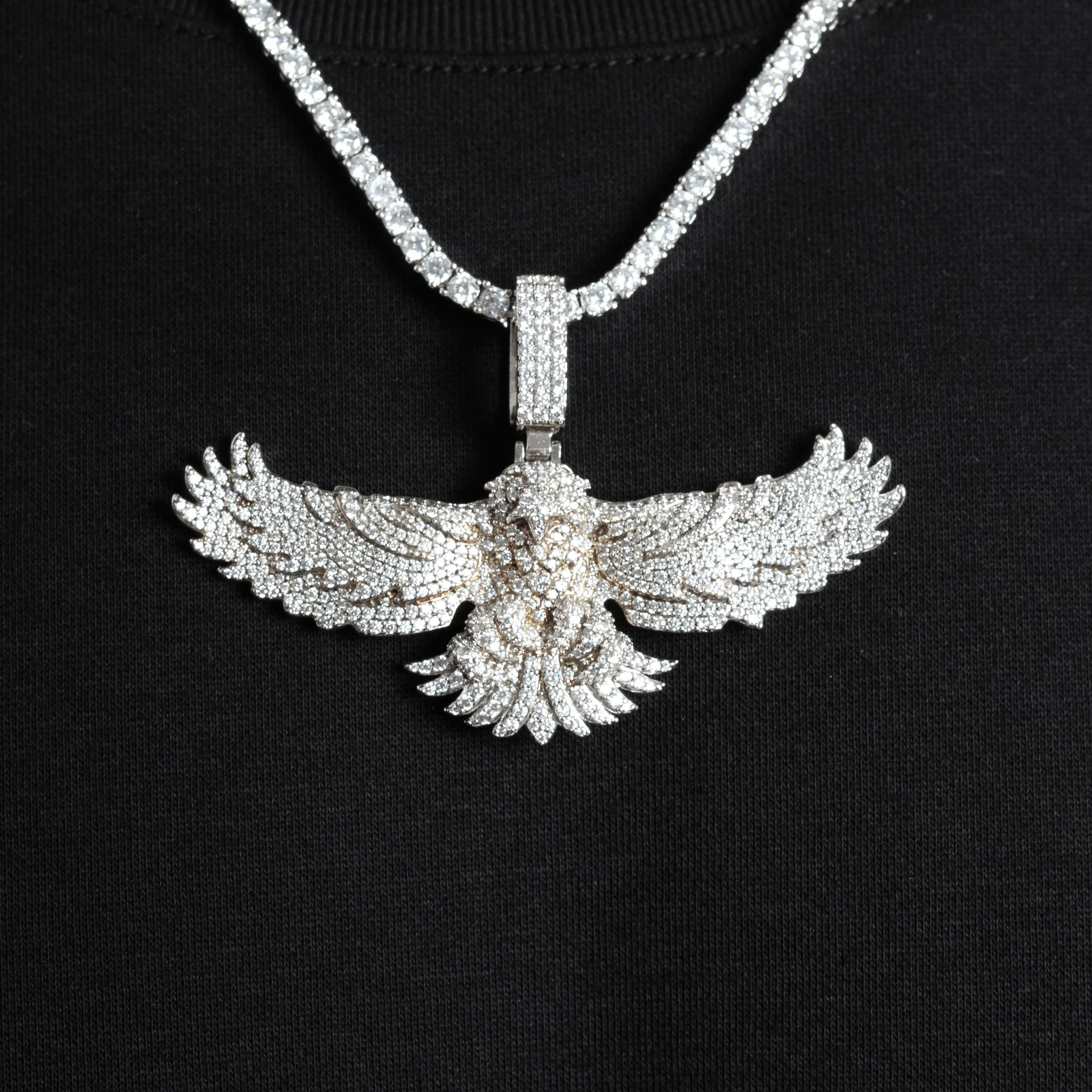 Moissanite Eagle Pendant Silver