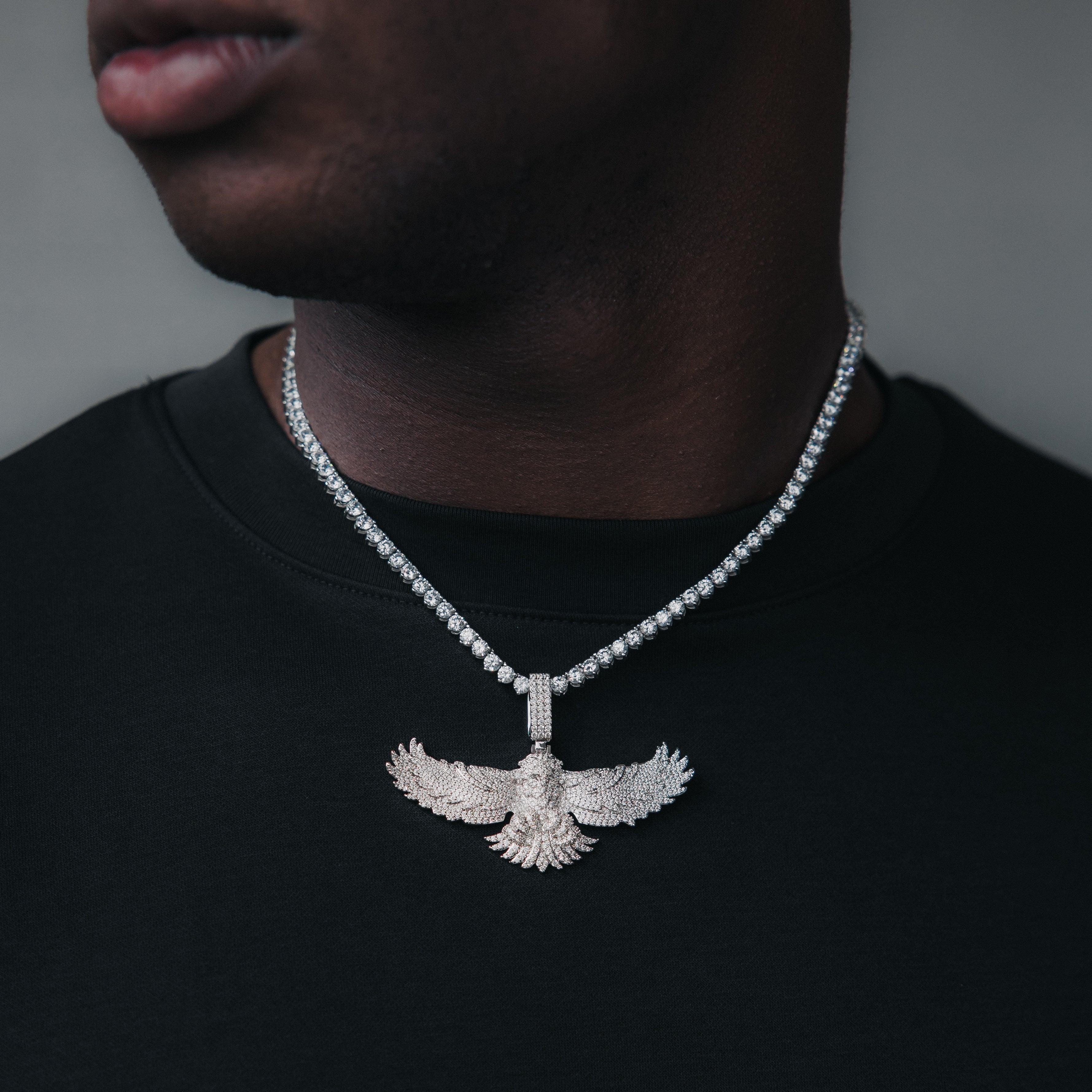 Moissanite Eagle Pendant Silver - Image 5