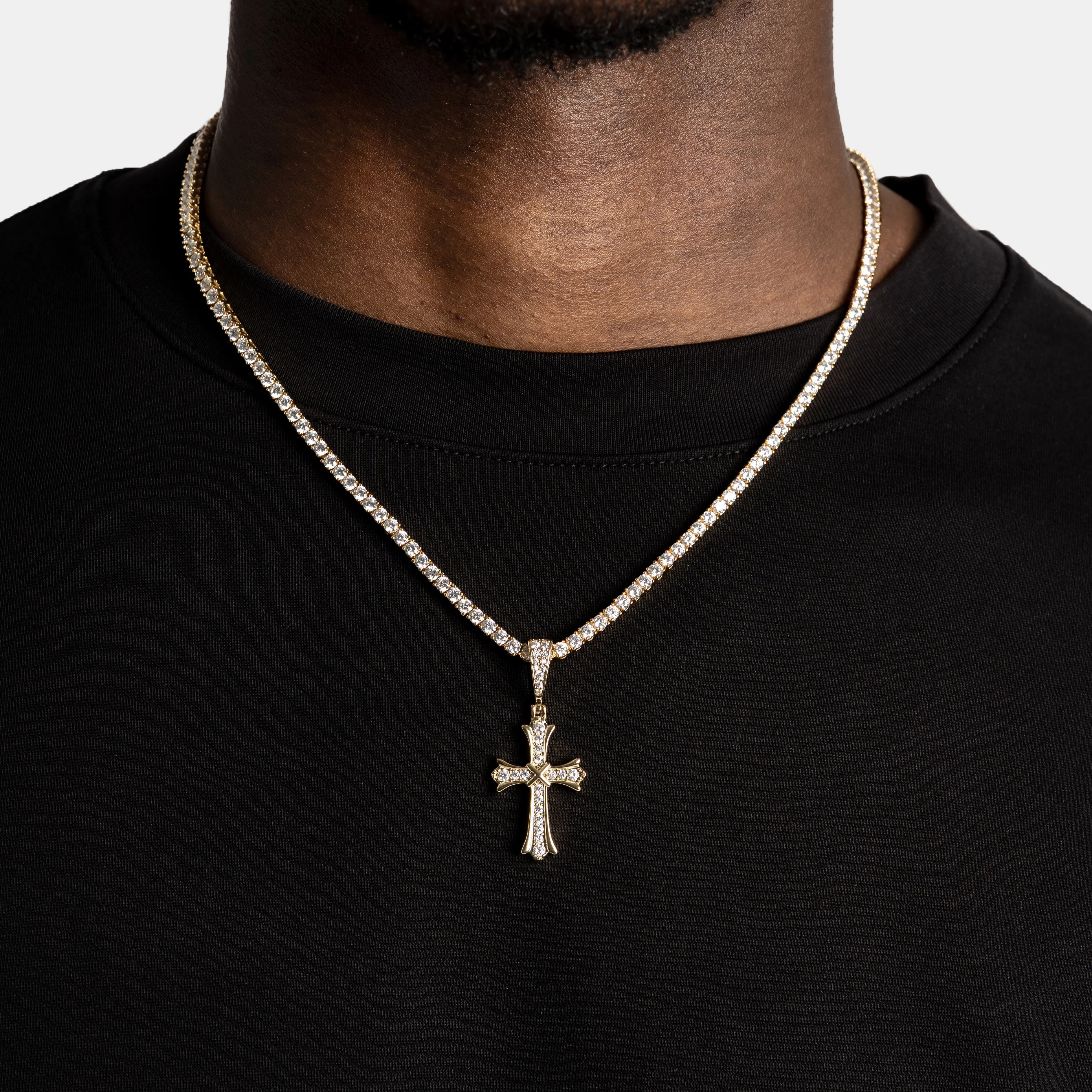 Flared Cross Pendant Gold - Image 3