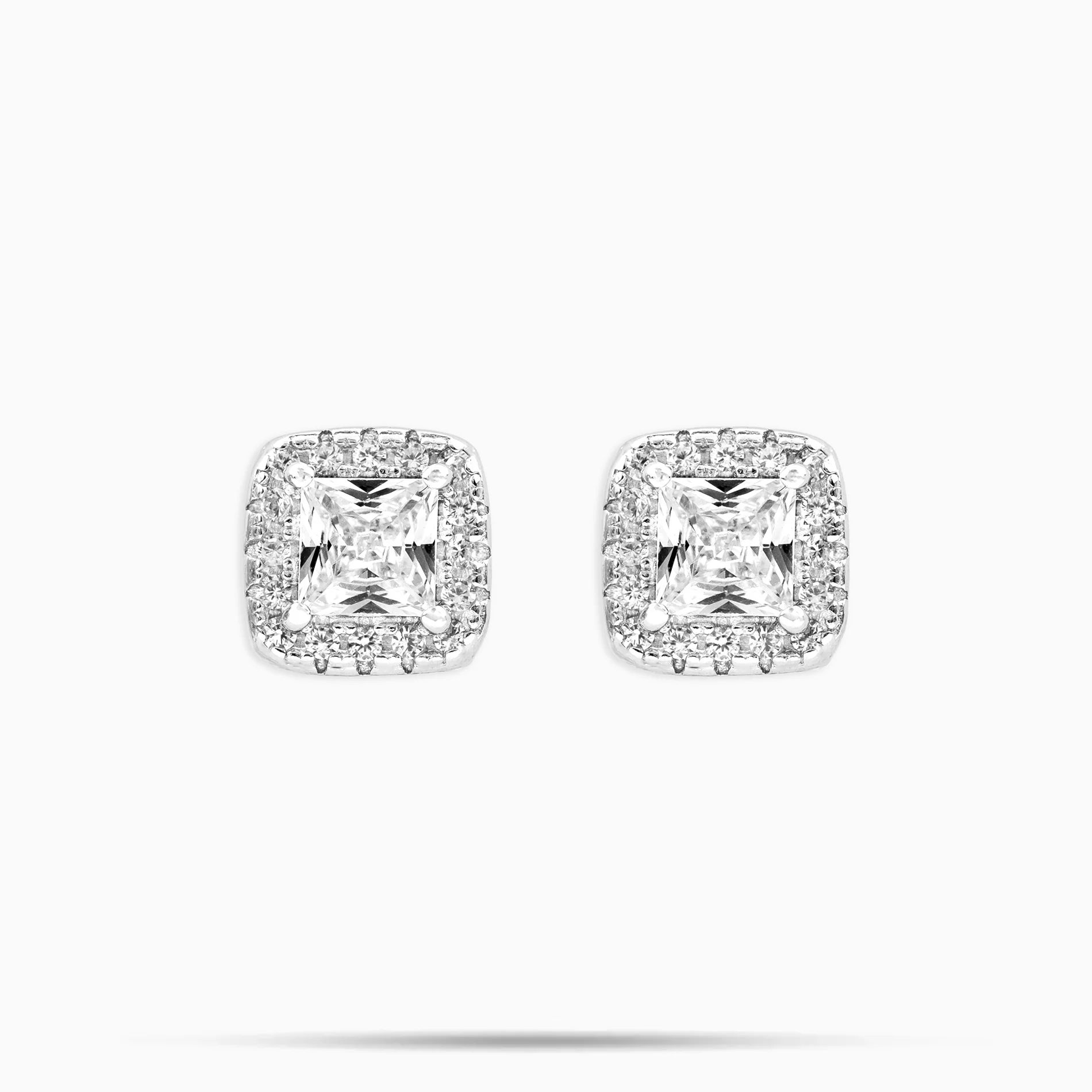 Moissanite Princess Cluster Earrings Gold
