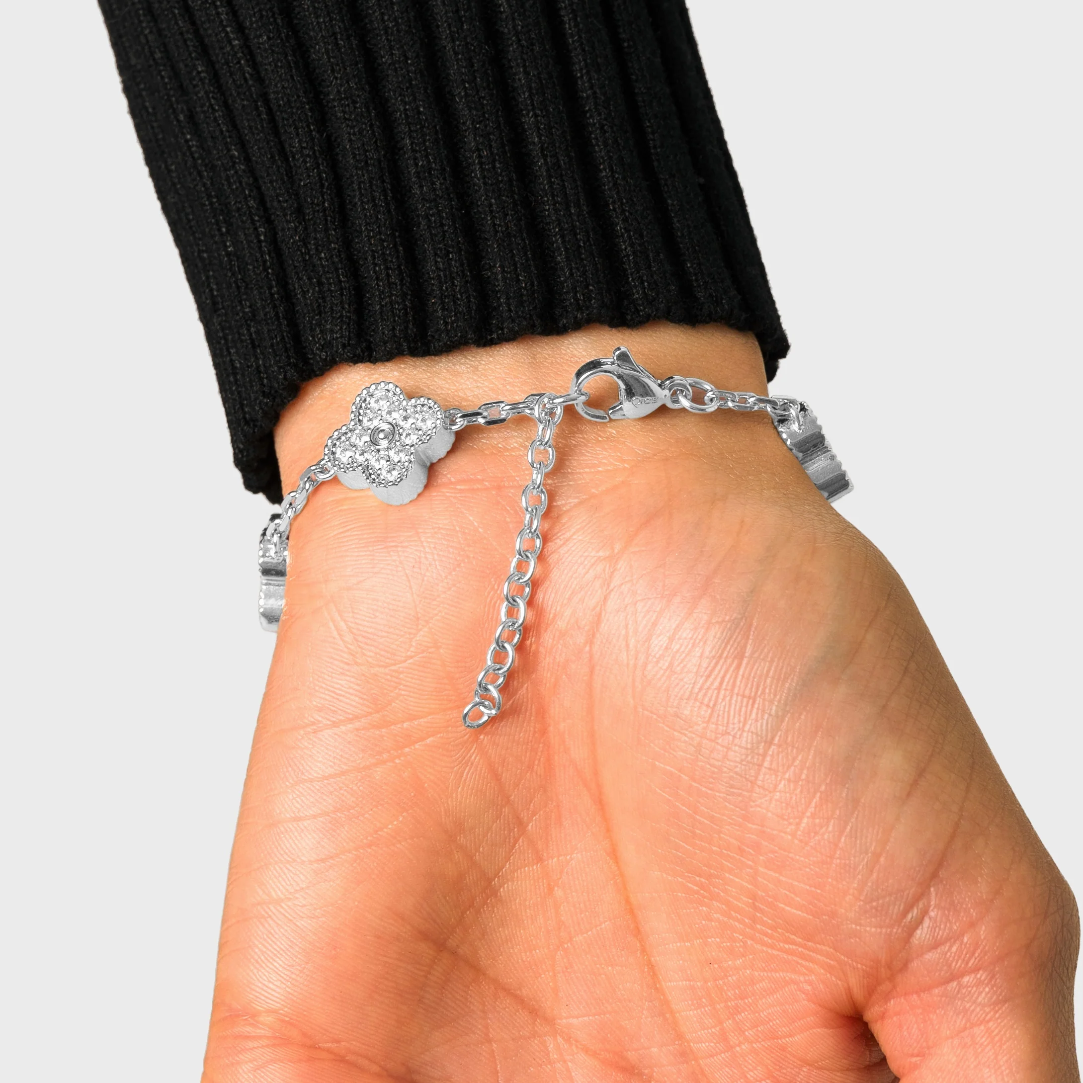 Iced Pearl Clover Bracelet - Image 4