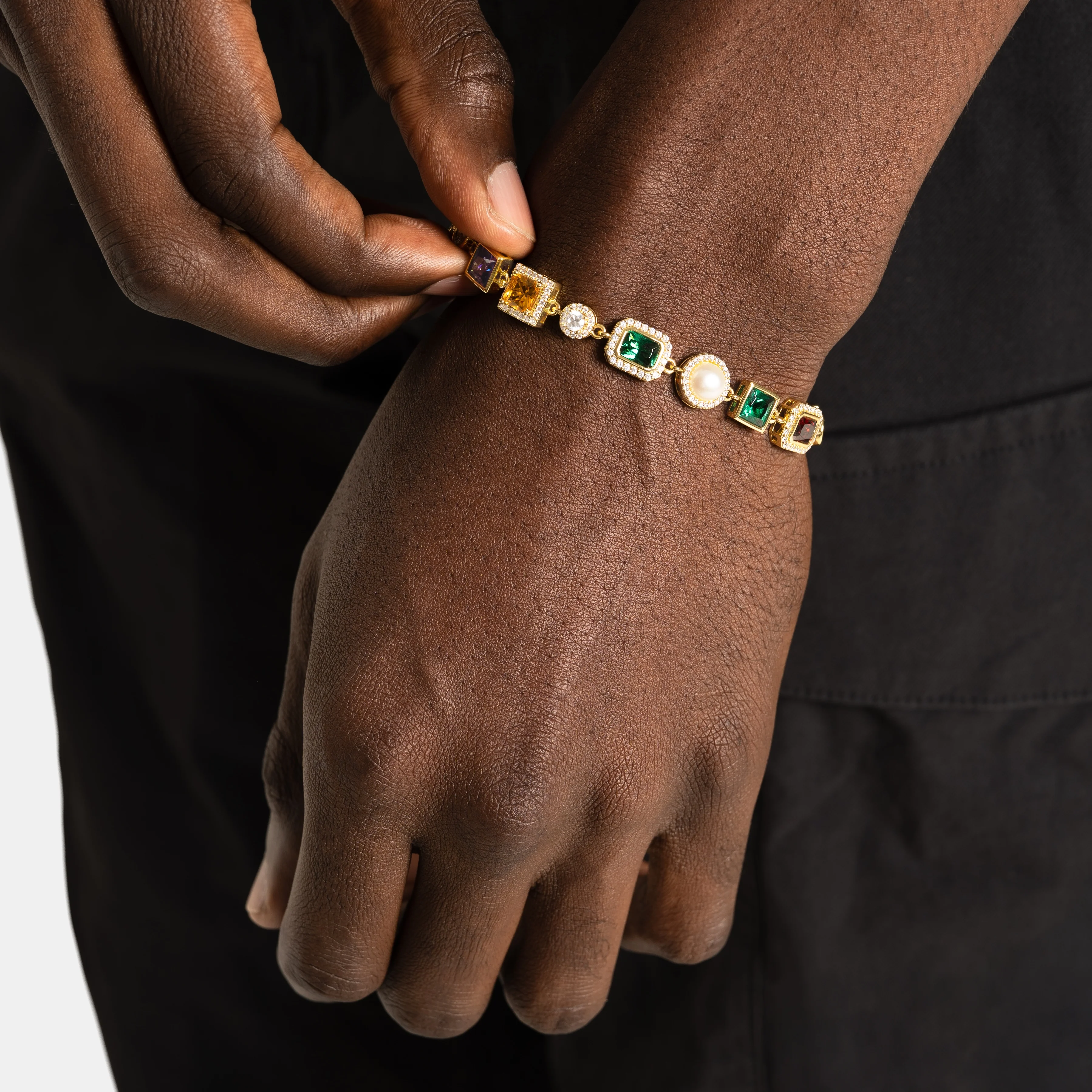Multi Gemstone Bracelet Gold - Image 4