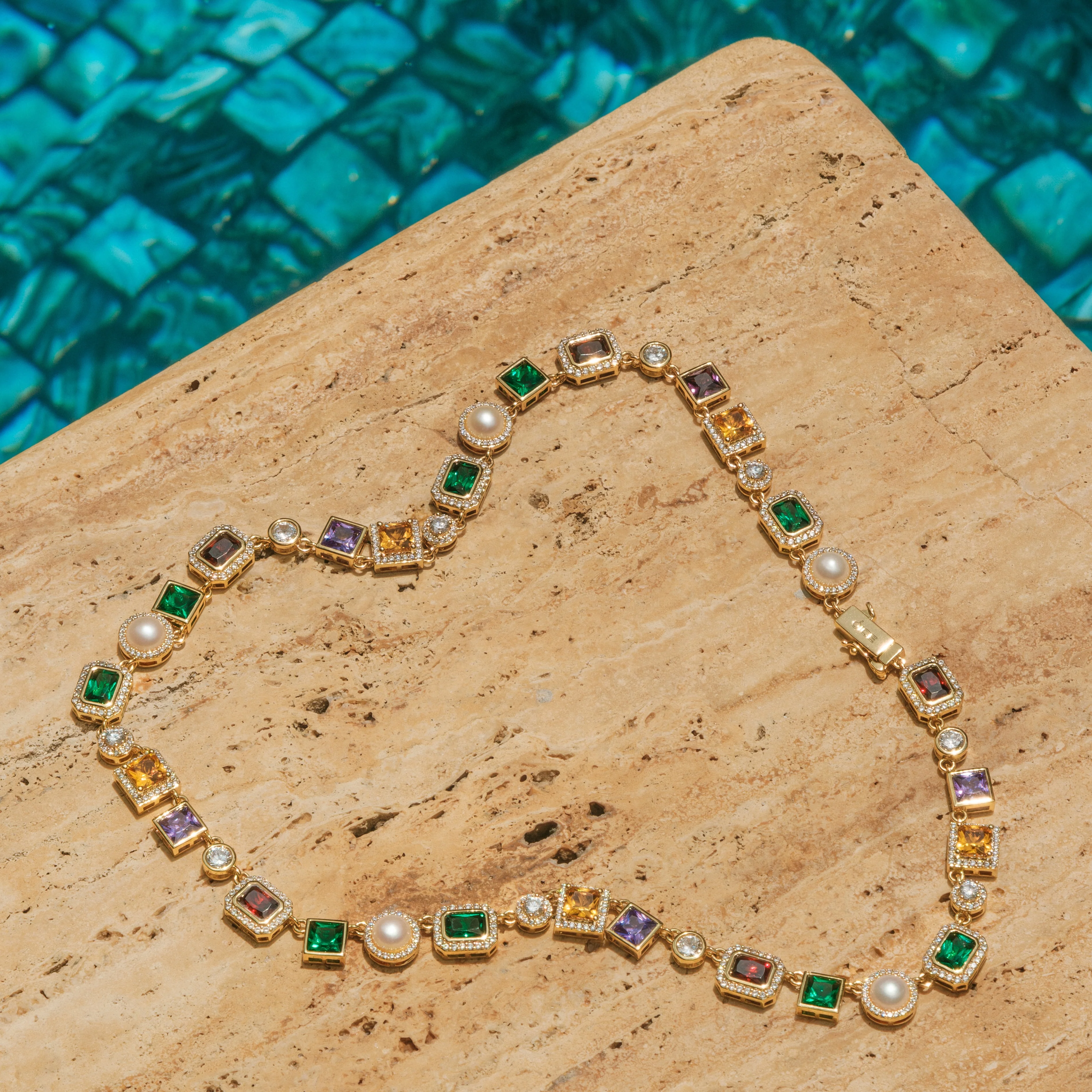 Multi Gemstone Chain Gold - Image 5