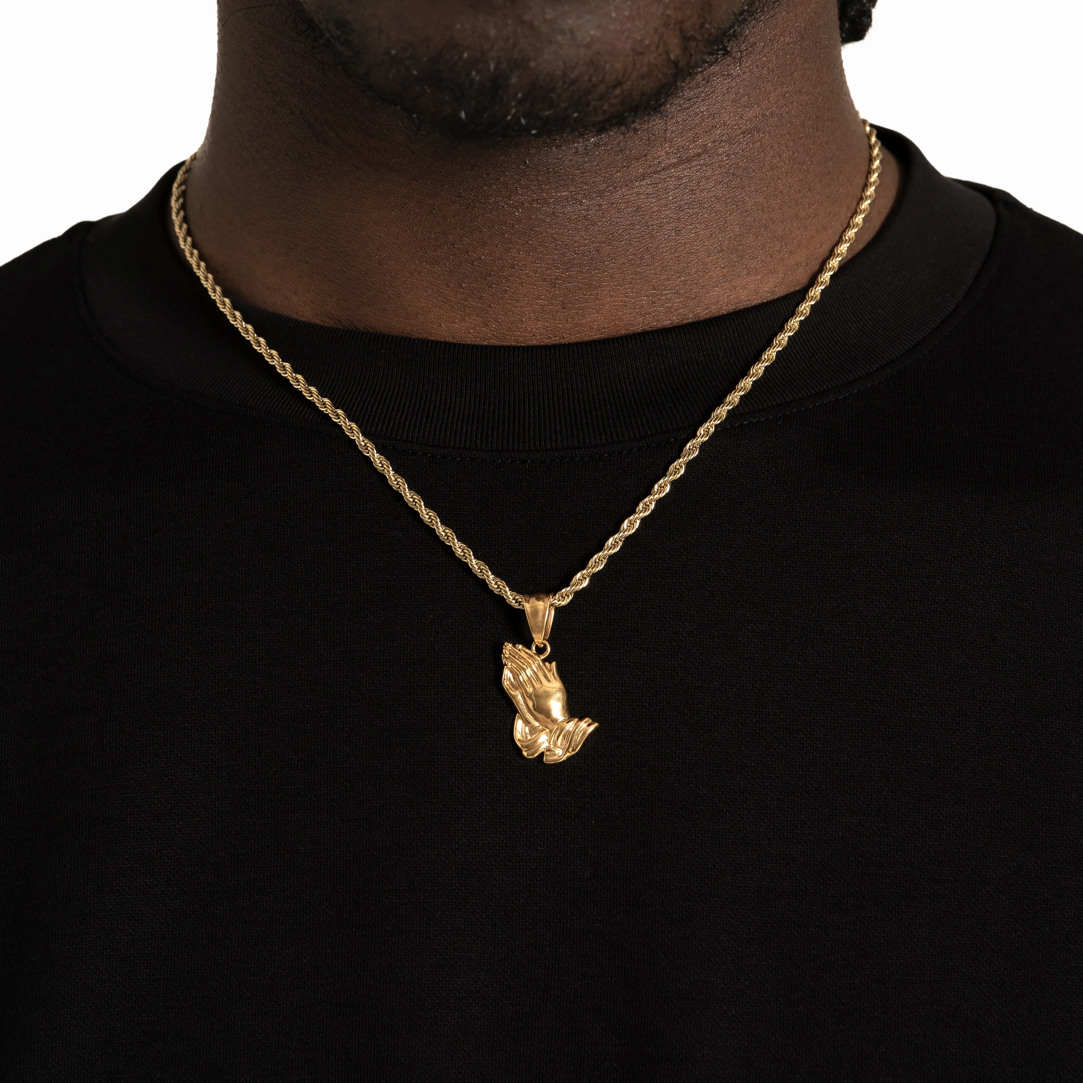 Praying Hand Pendant Gold - Image 4